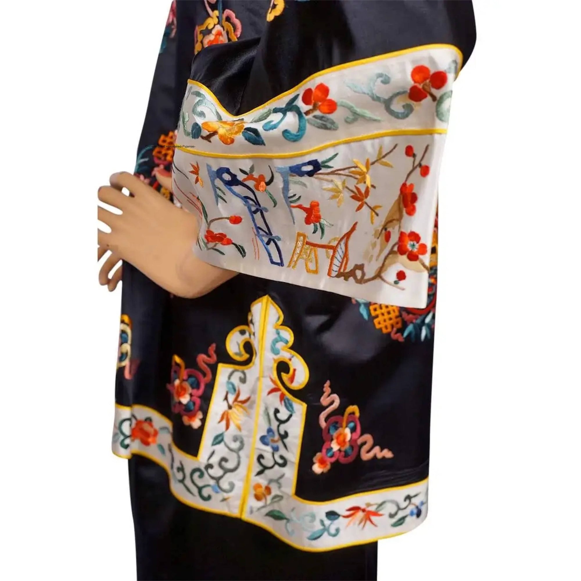 Vintage 1930s Chinese Embroidered Silk Pyjamas Size M / L