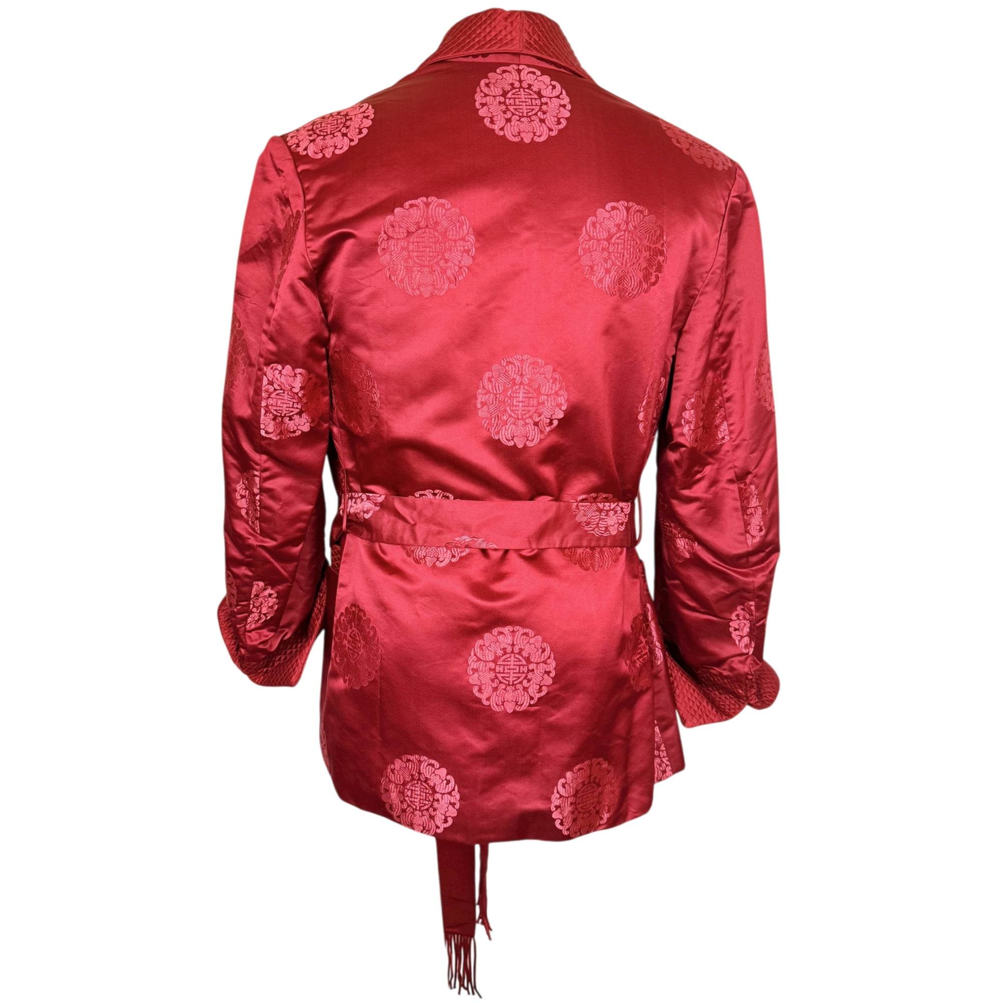 Vintage 1950s Smoking Jacket Red Silk Men’s Size M L