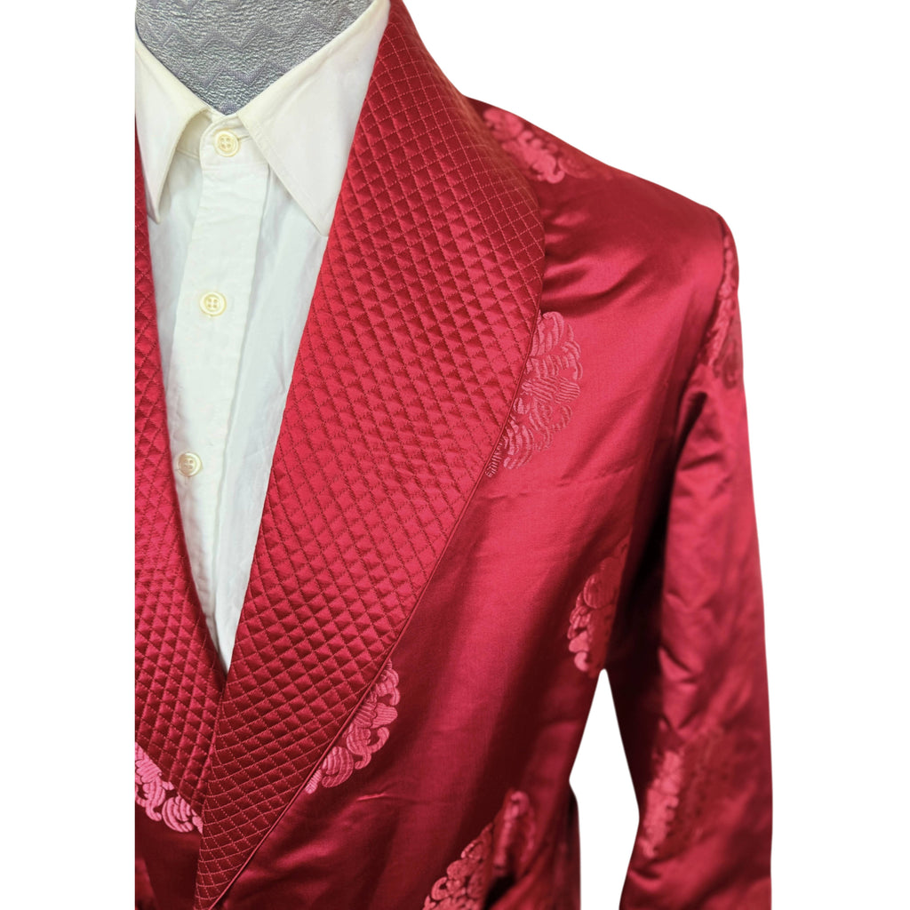 Vintage 1950s Smoking Jacket Red Silk Men’s Size M L