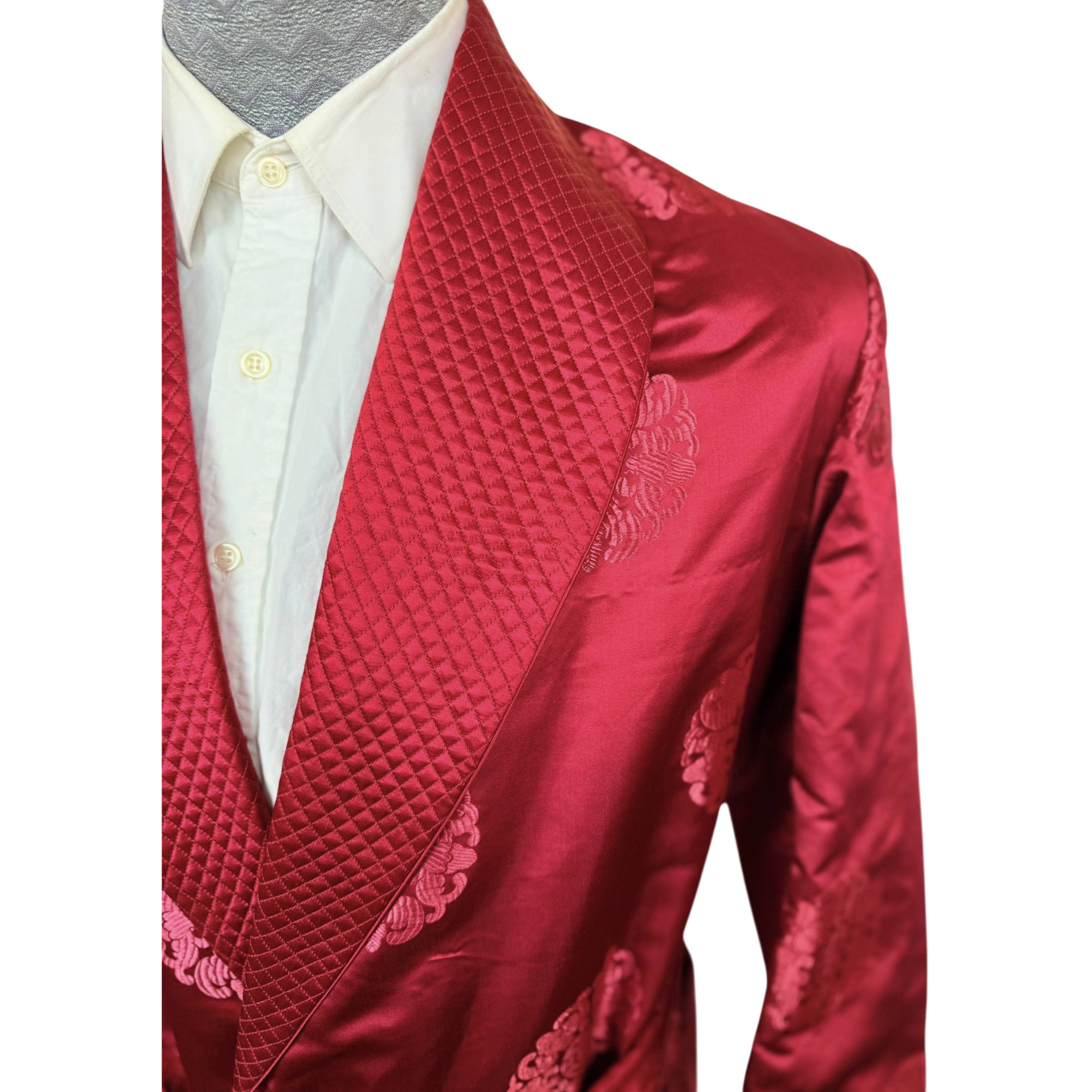 Vintage 1950s Smoking Jacket Red Silk Men’s Size M L