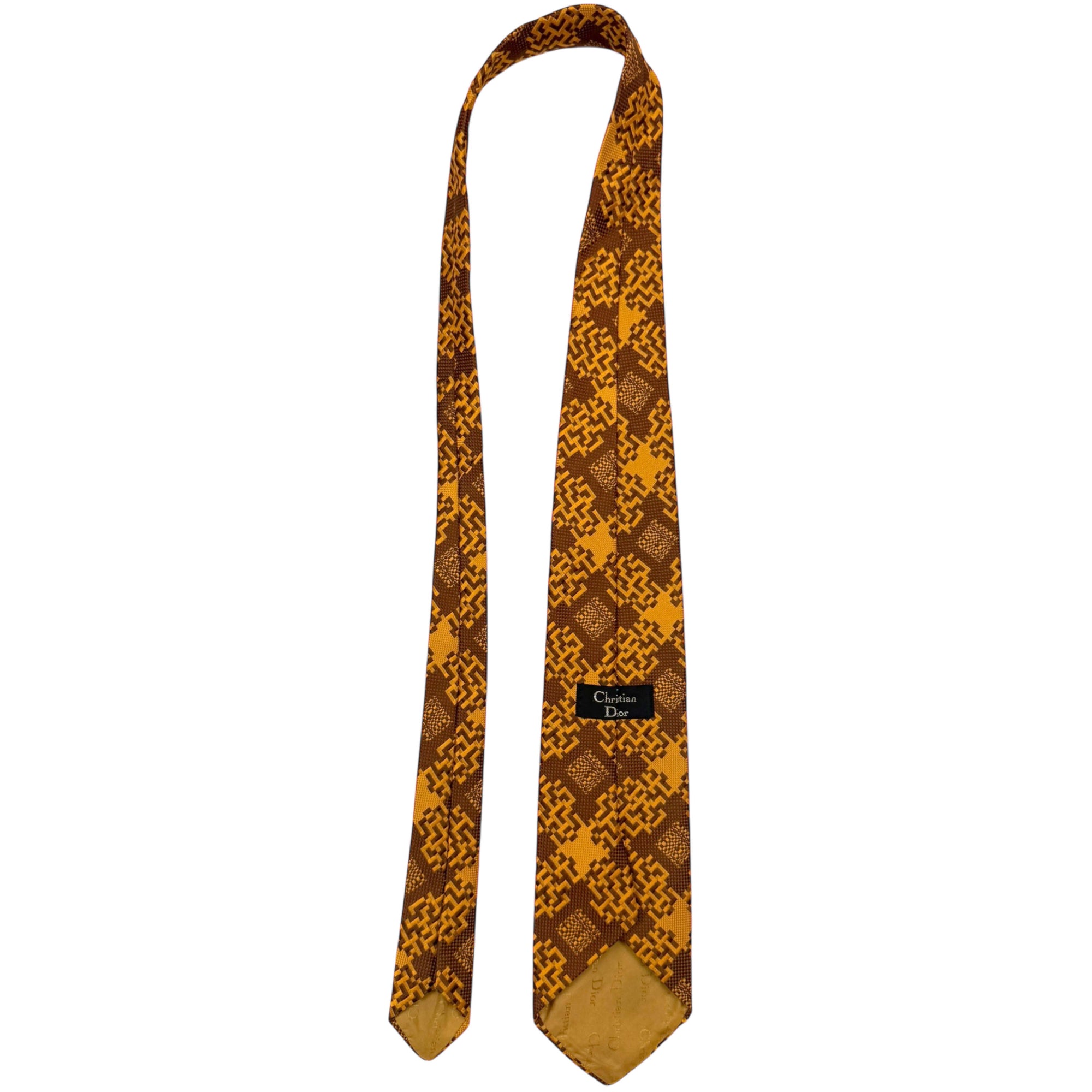 Vintage 1970s Christian Dior Tie Woven Necktie Polyester Kipper