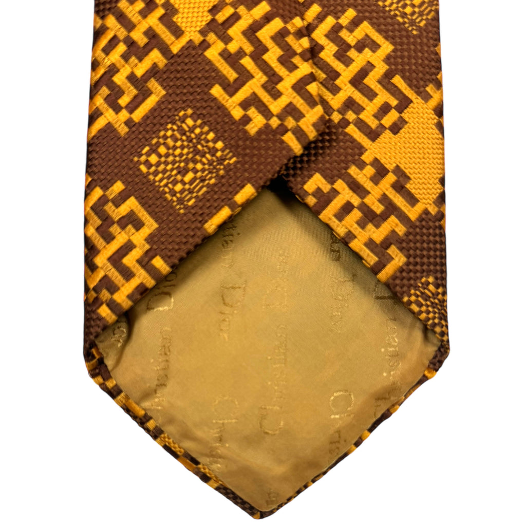Vintage 1970s Christian Dior Tie Woven Necktie Polyester Kipper