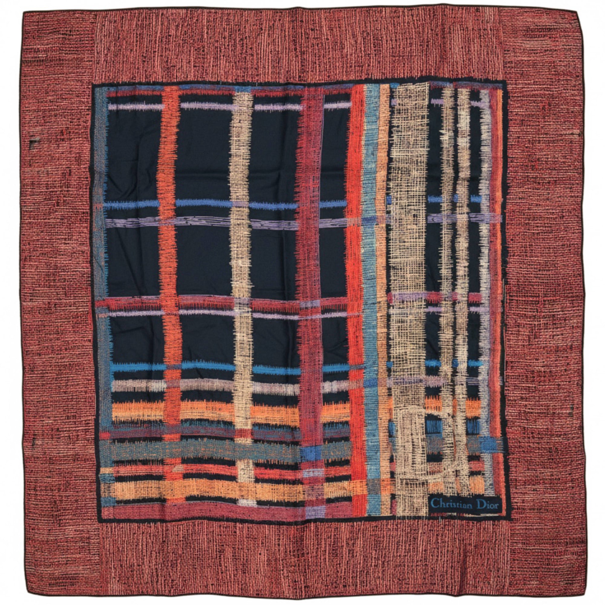 Christian Dior abstract silk scarf plaid design