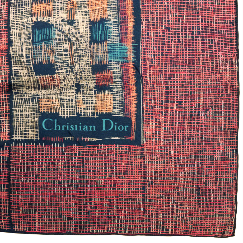 Dior signature on silk scarf