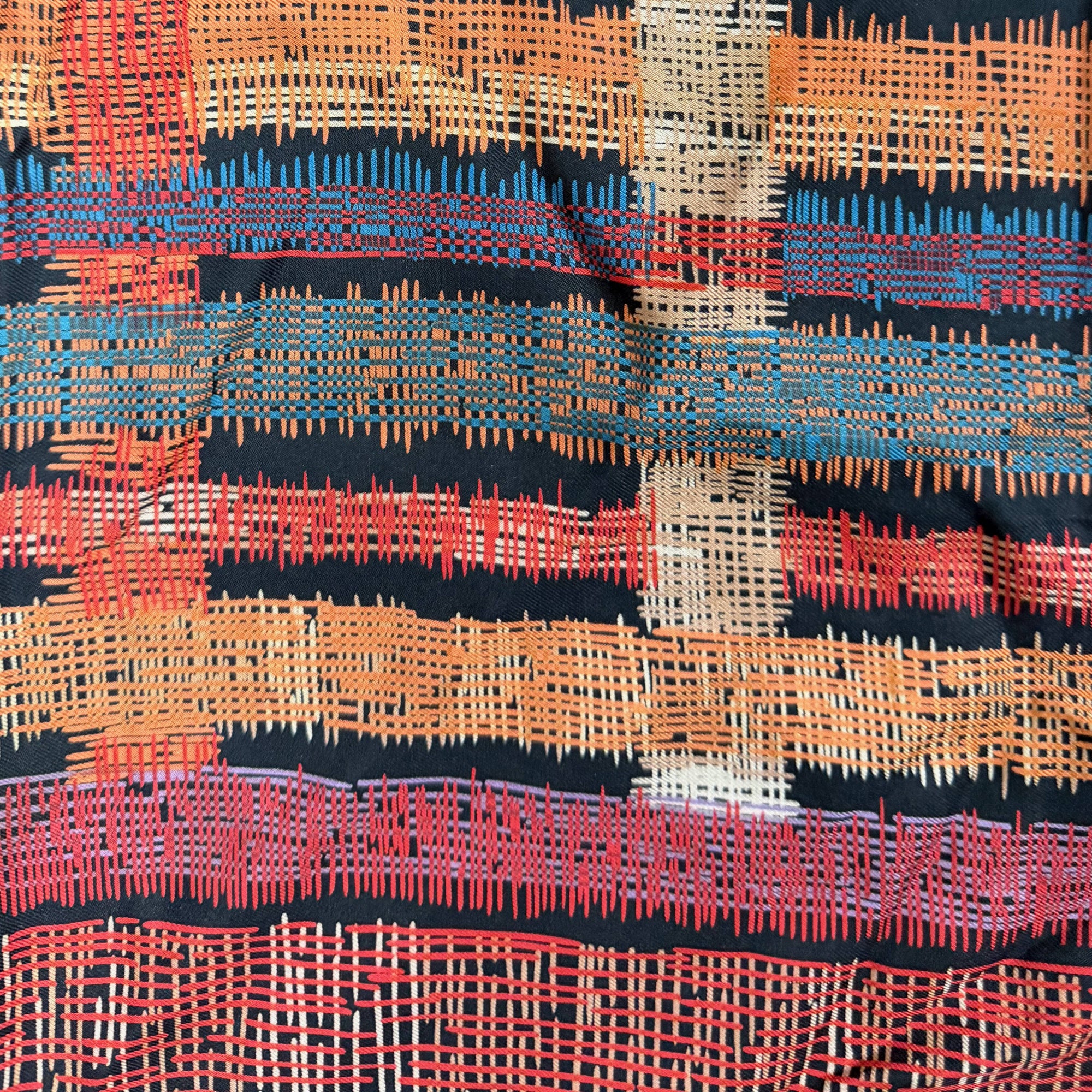 Designer scarf multicolour crosshatch pattern