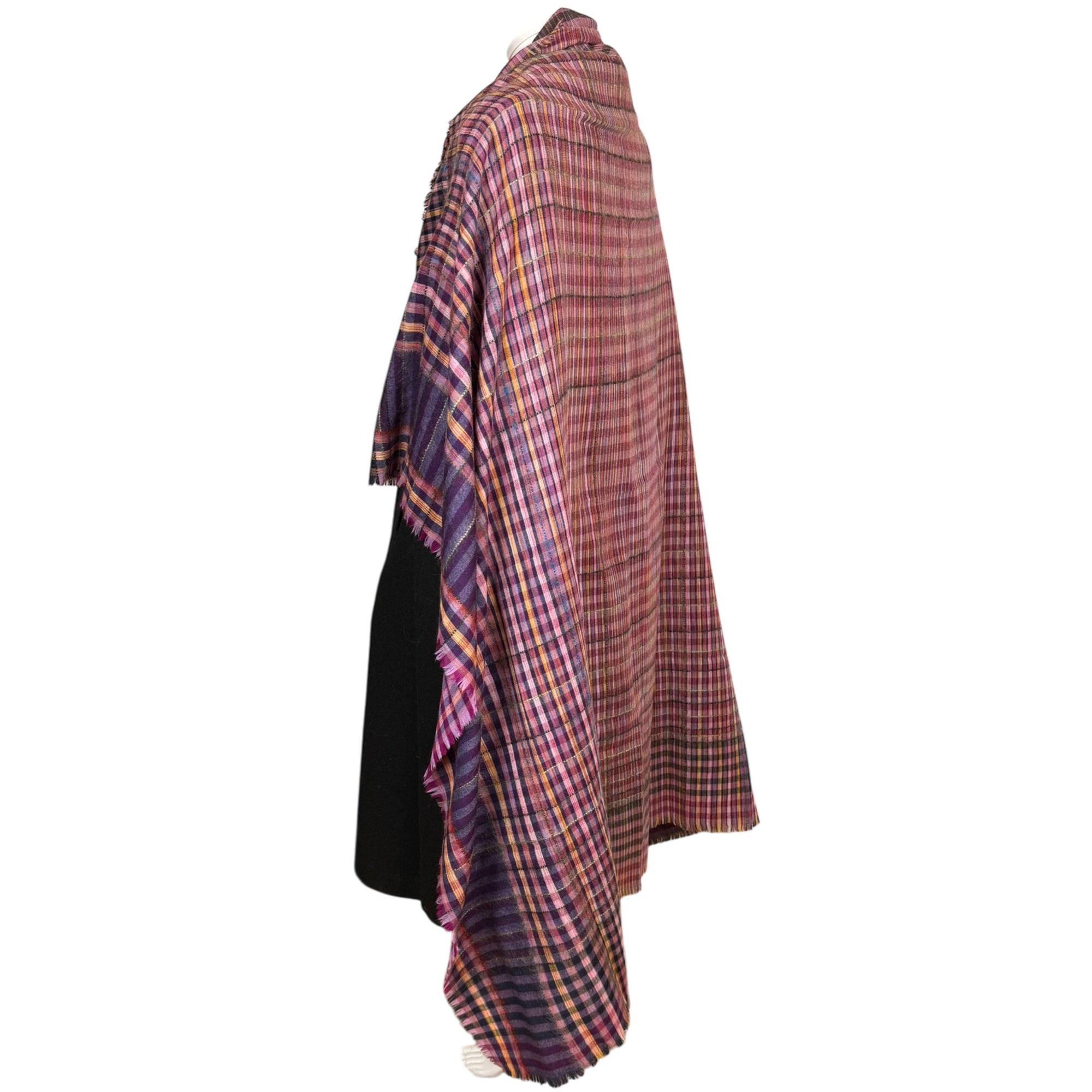 Vintage 1980s Christian Dior Wool Shawl Plaid Woven Scarf