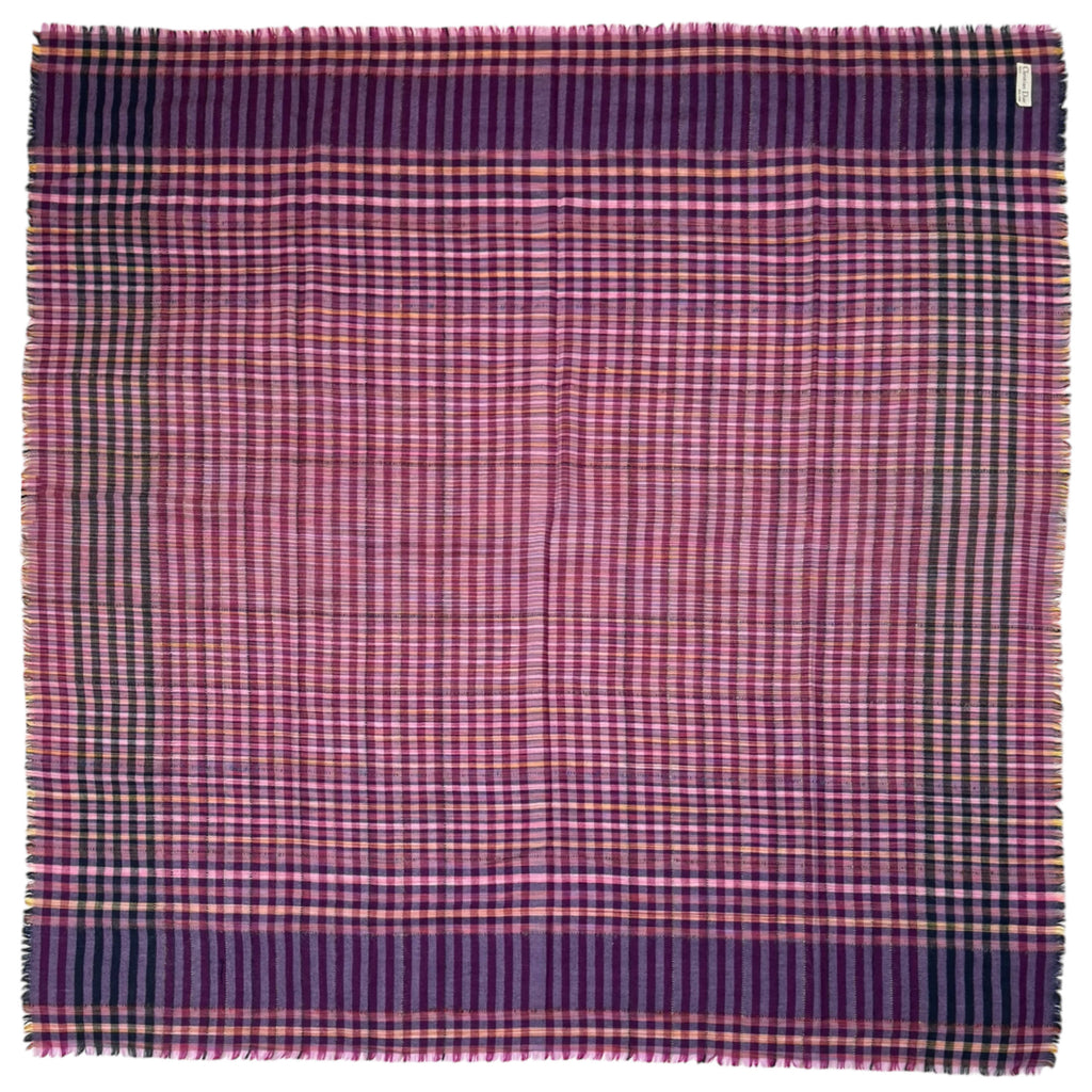 Vintage 1980s Christian Dior Wool Shawl Plaid Woven Scarf