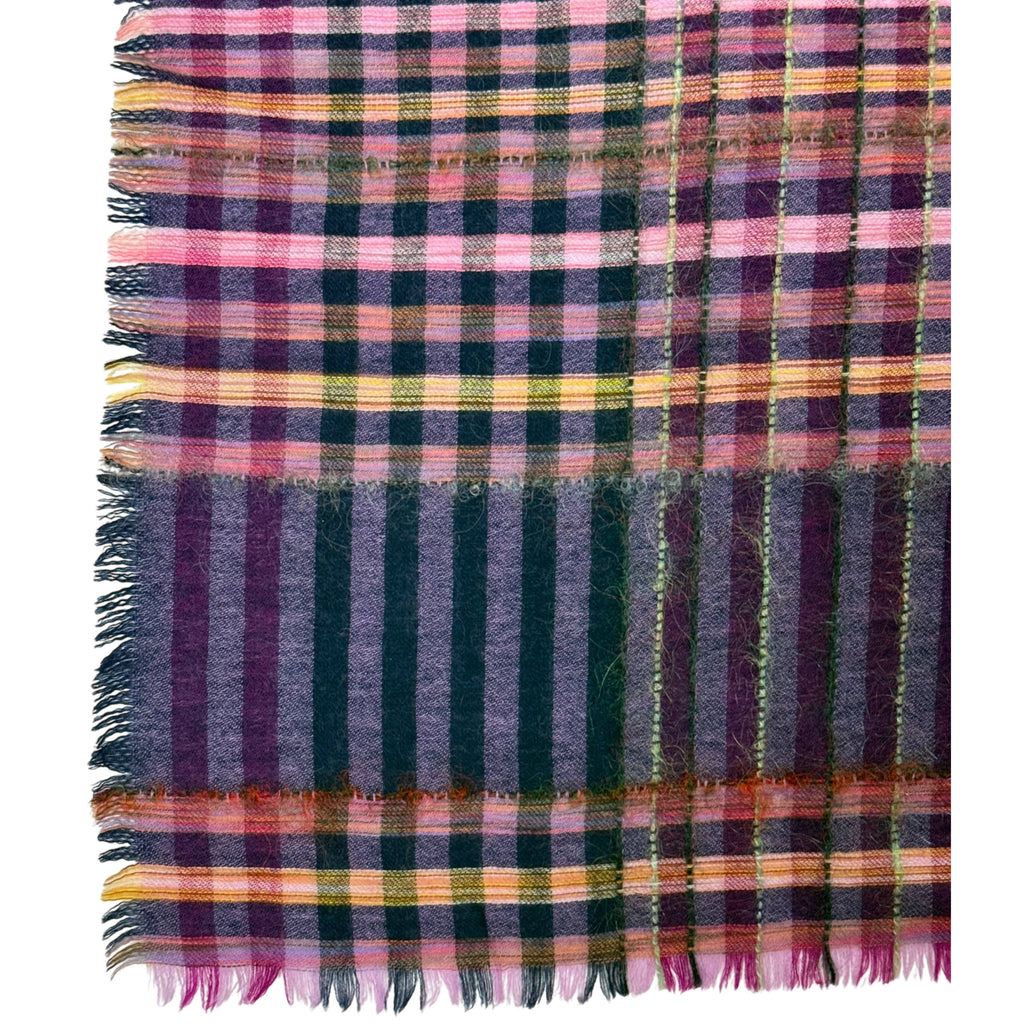 Vintage 1980s Christian Dior Wool Shawl Plaid Woven Scarf