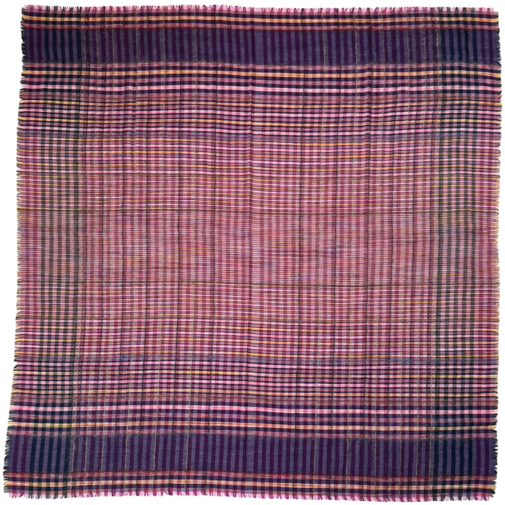 Vintage 1980s Christian Dior Wool Shawl Plaid Woven Scarf