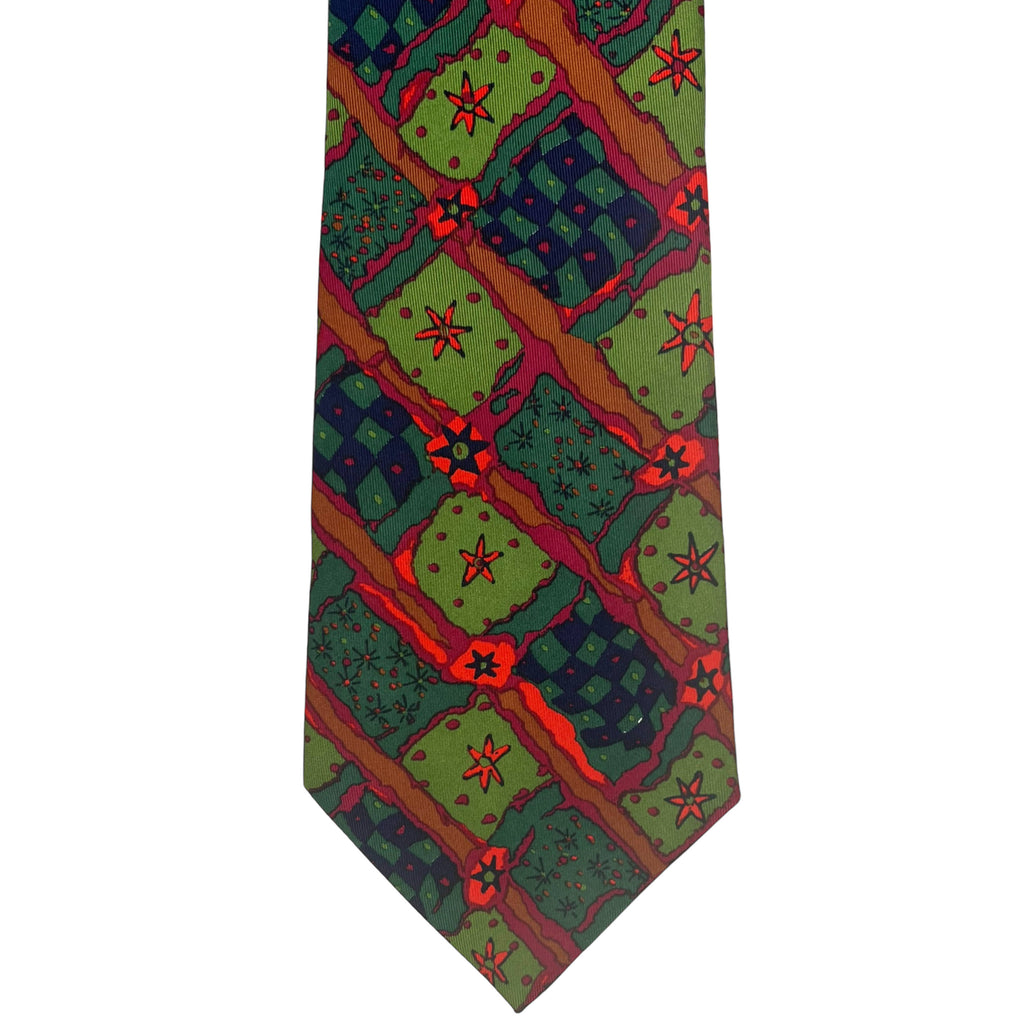 1990s Vintage Christian Lacroix Silk Necktie Abstract Tie