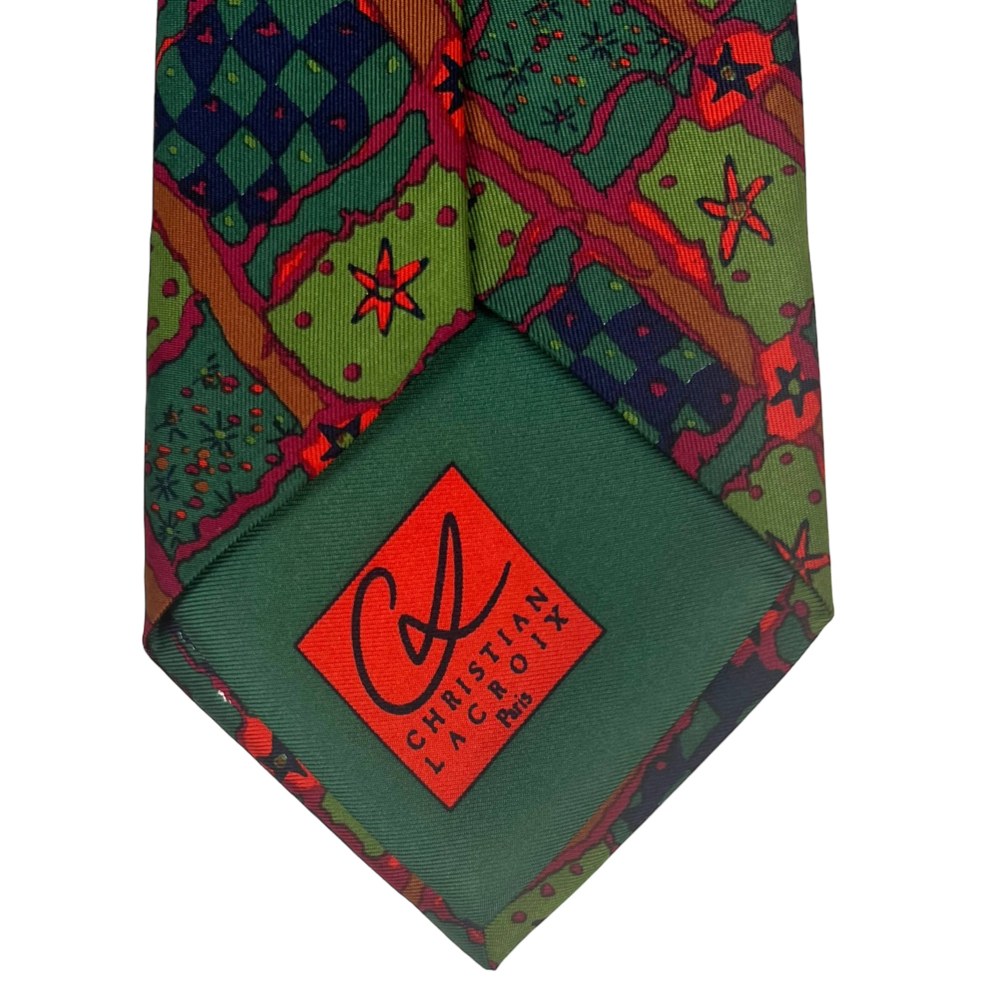 1990s Vintage Christian Lacroix Silk Necktie Abstract Tie