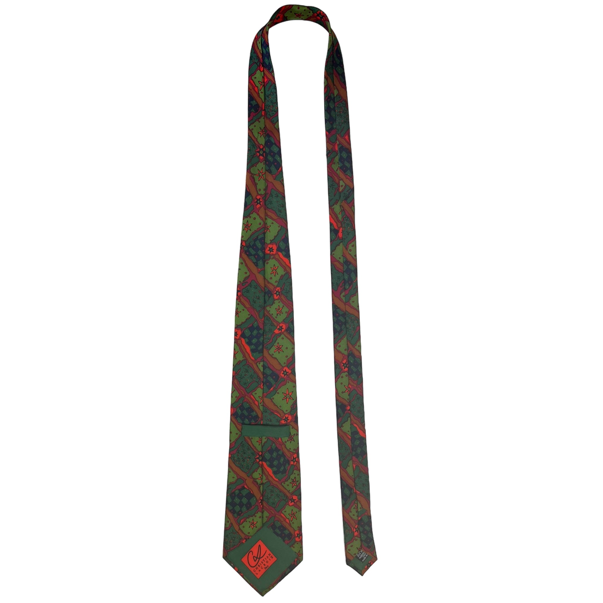 1990s Vintage Christian Lacroix Silk Necktie Abstract Tie