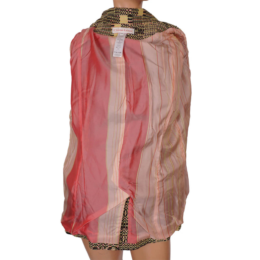 Vintage 1990s Christian Lacroix Suit Yellow, Pink & Black Woven Fabric