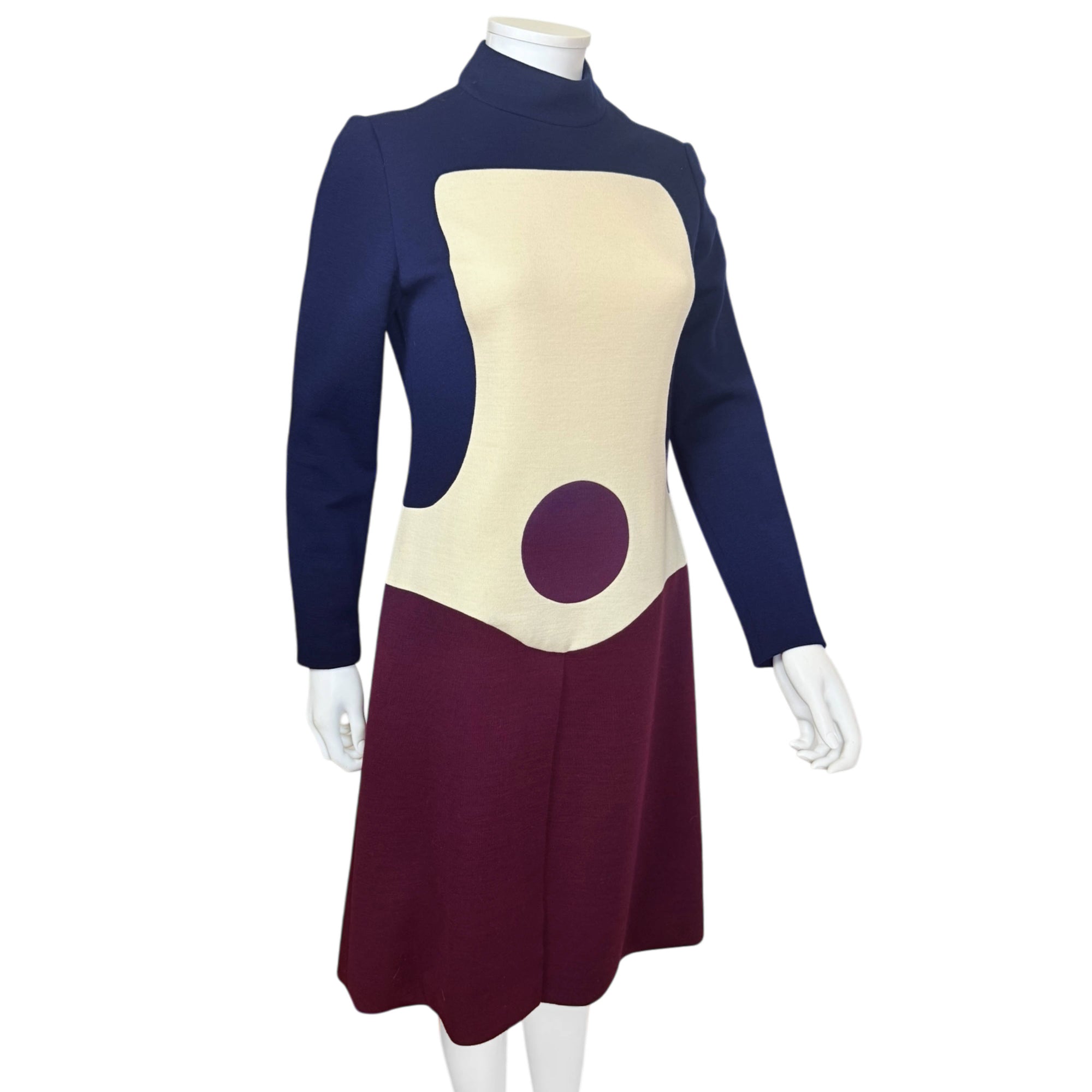 1960s 70s Vintage Mod Dress Geometric Color Block Size 10&nbsp;