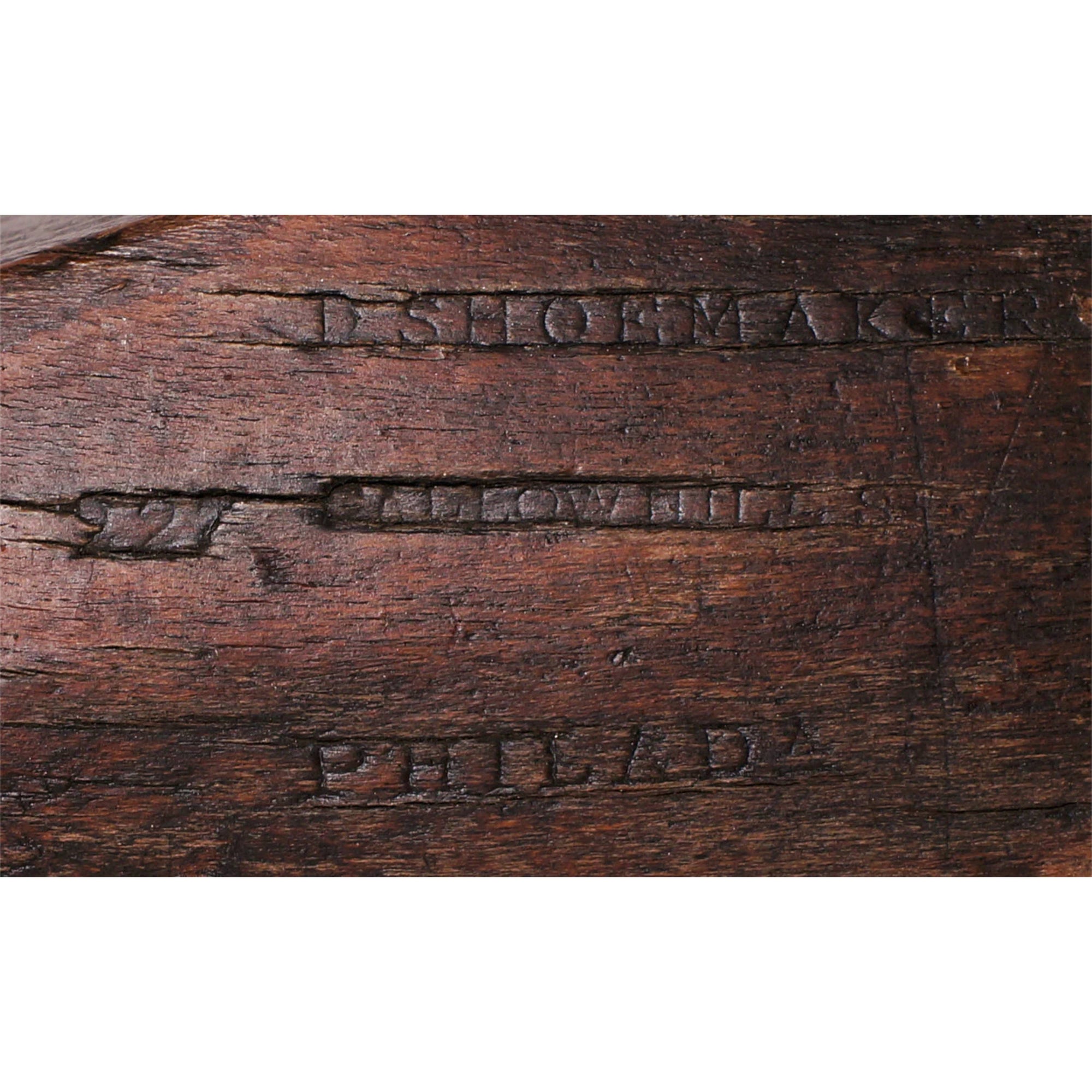 Antique Civil War Era Wood Shoe Last by Daniel Shoemaker Philadelphia