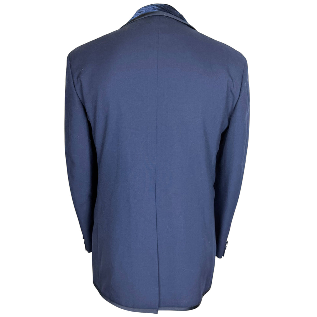 1974 Vintage Blue Tuxedo Jacket w Velvet Collar & Bowtie M L