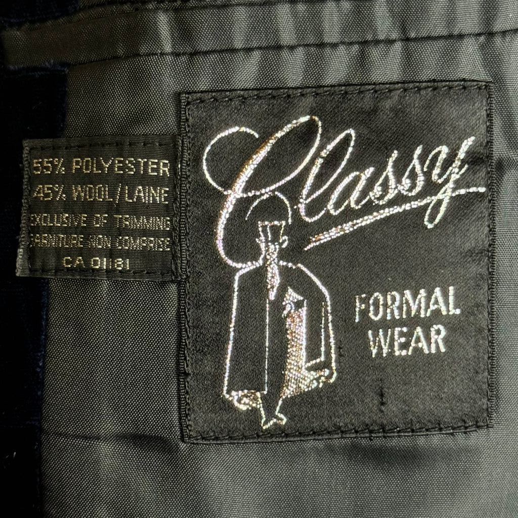 1974 Vintage Blue Tuxedo Jacket w Velvet Collar & Bowtie M L