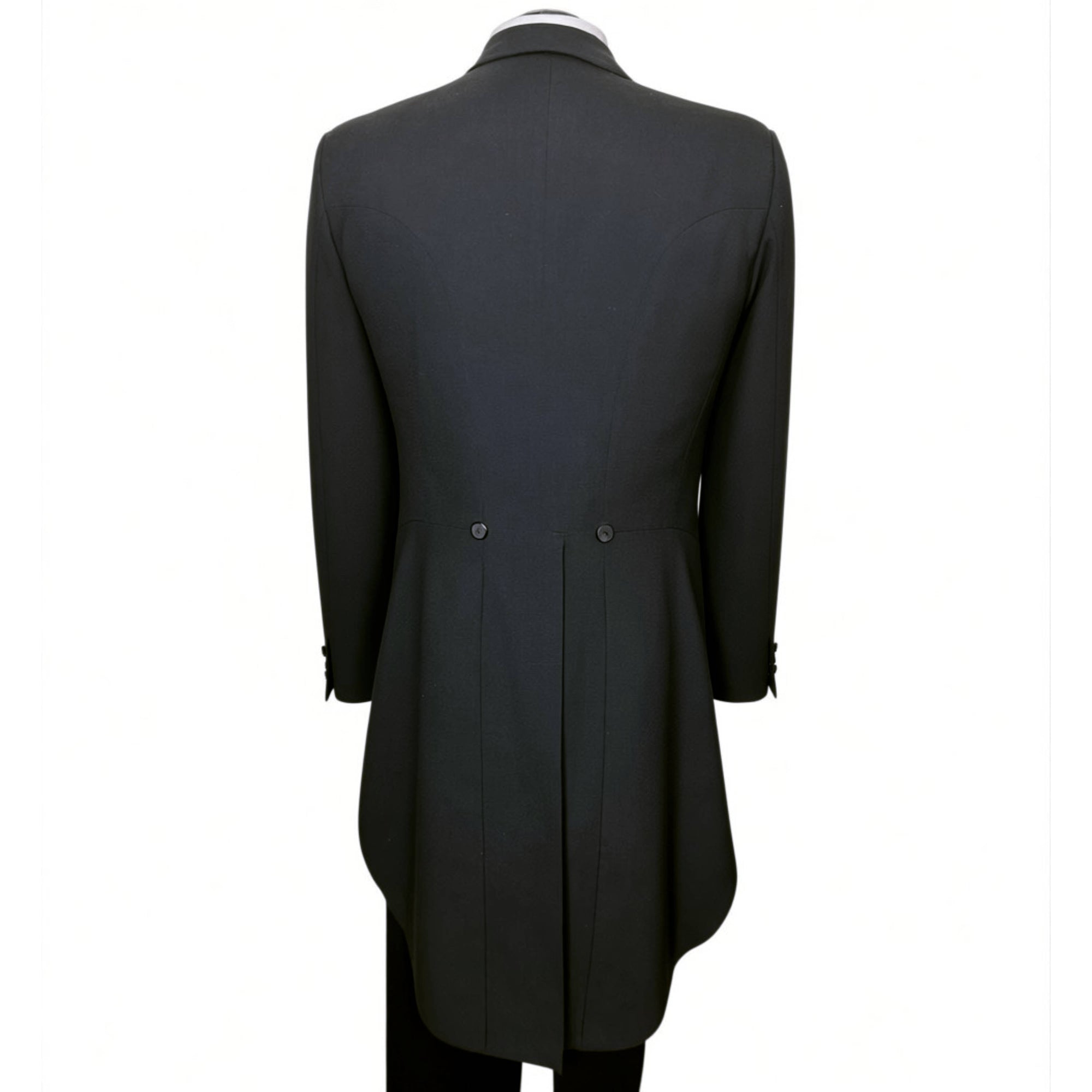 Classy Montreal tailcoat back view showing long tails