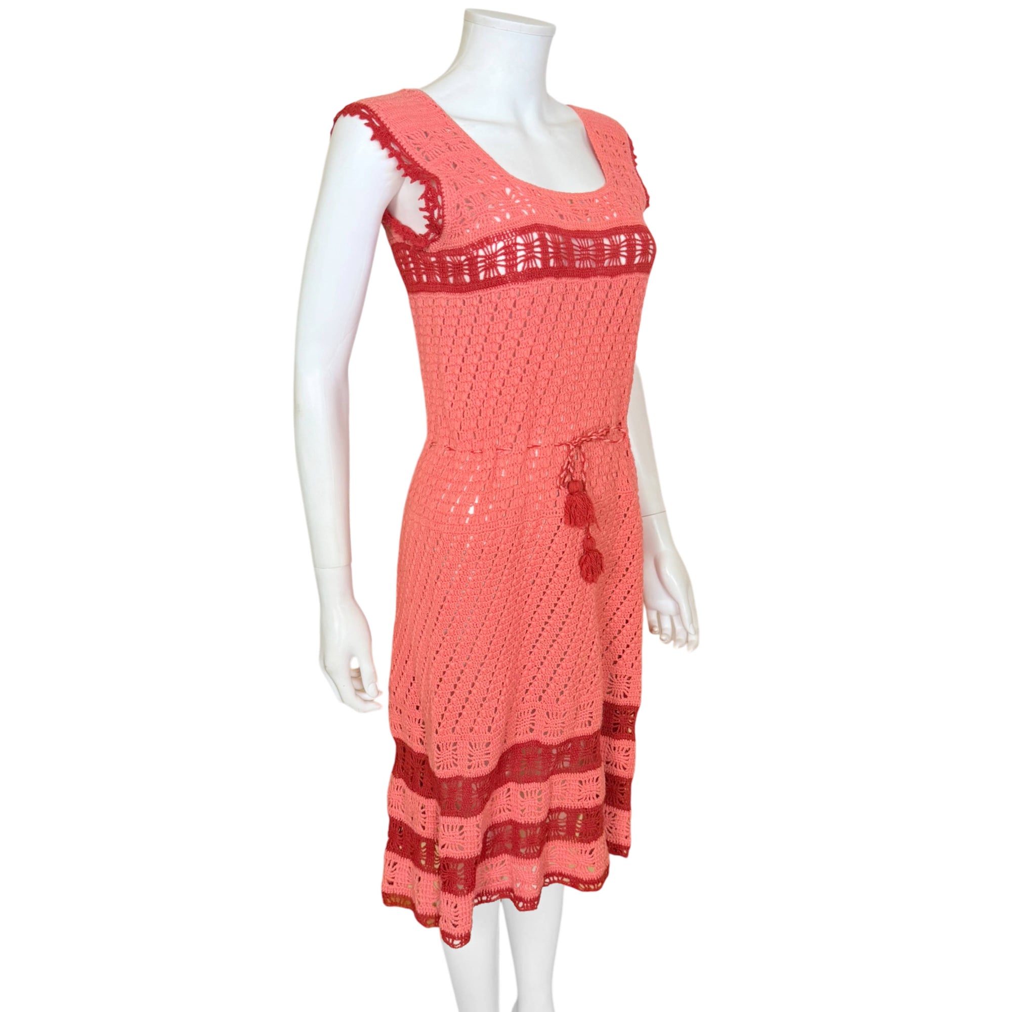 Vintage 1970s Crochet Knit Dress Handmade Openwork Midi Size M – Poppy's  Vintage Clothing