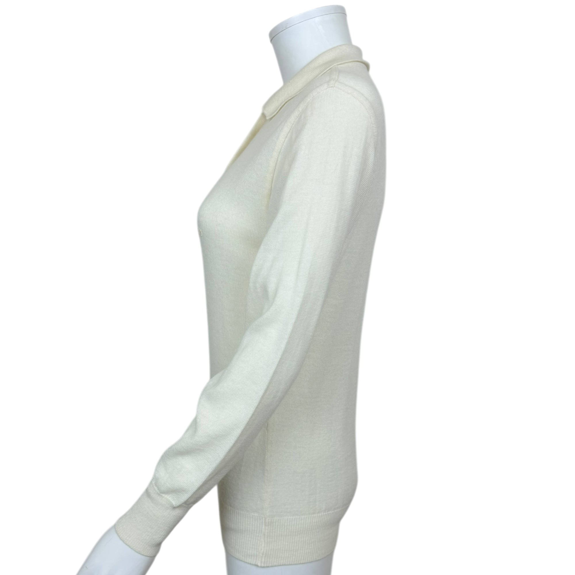 Vintage 1970s Courrèges Knit Polo Sweater Pullover – Cream – Size 00