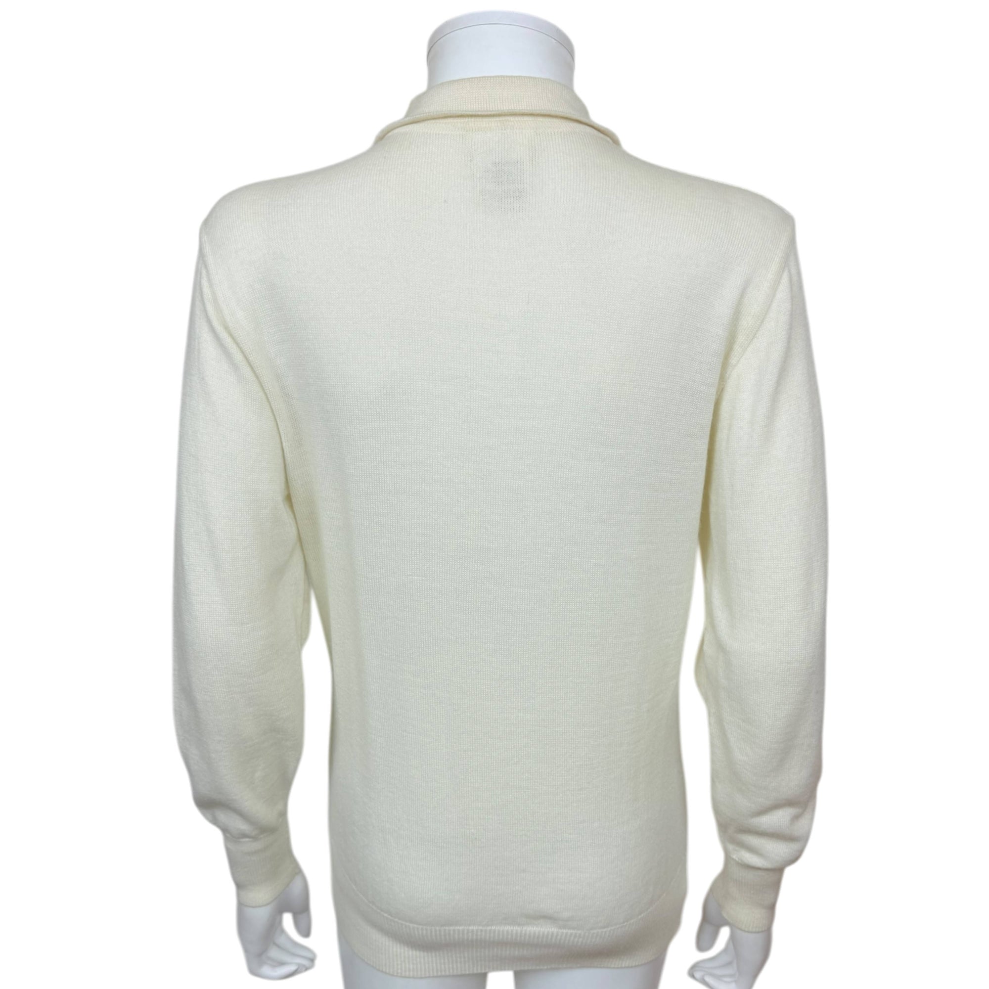 Vintage 1970s Courrèges Knit Polo Sweater Pullover – Cream – Size 00