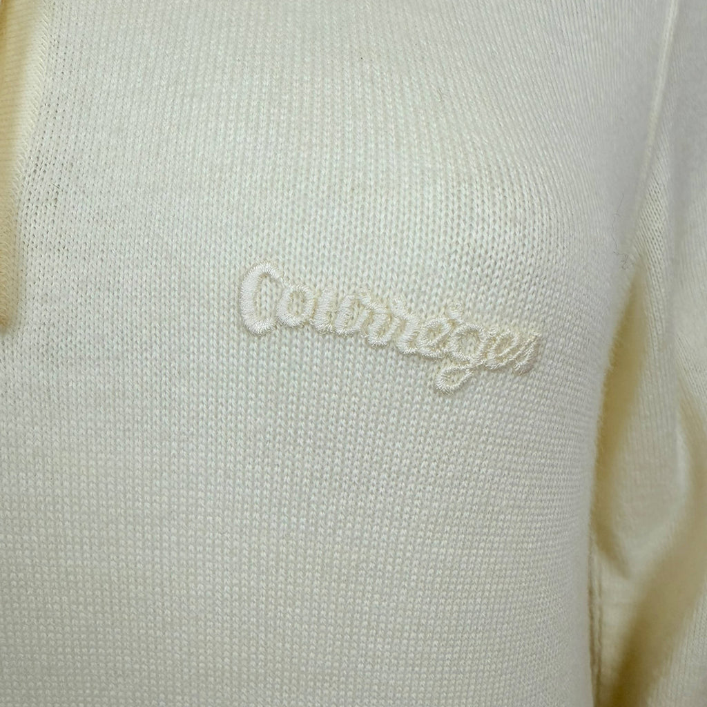 Vintage 1970s Courrèges Knit Polo Sweater Pullover – Cream – Size 00