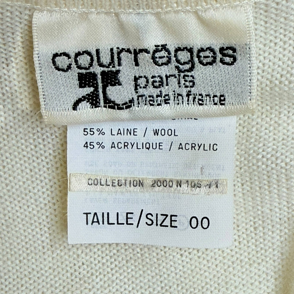 Vintage 1970s Courrèges Knit Polo Sweater Pullover – Cream – Size 00