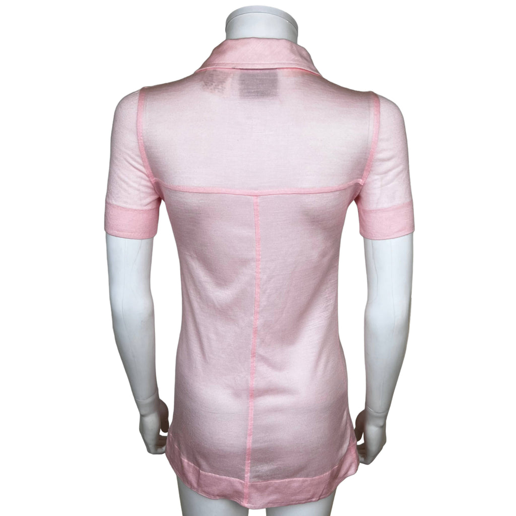 Vintage 1970s Courreges Paris Top Pink Acrylic Knit Size S