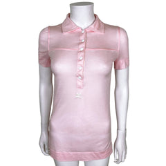 Vintage 1970s Courreges Paris Top Pink Acrylic Knit Size S