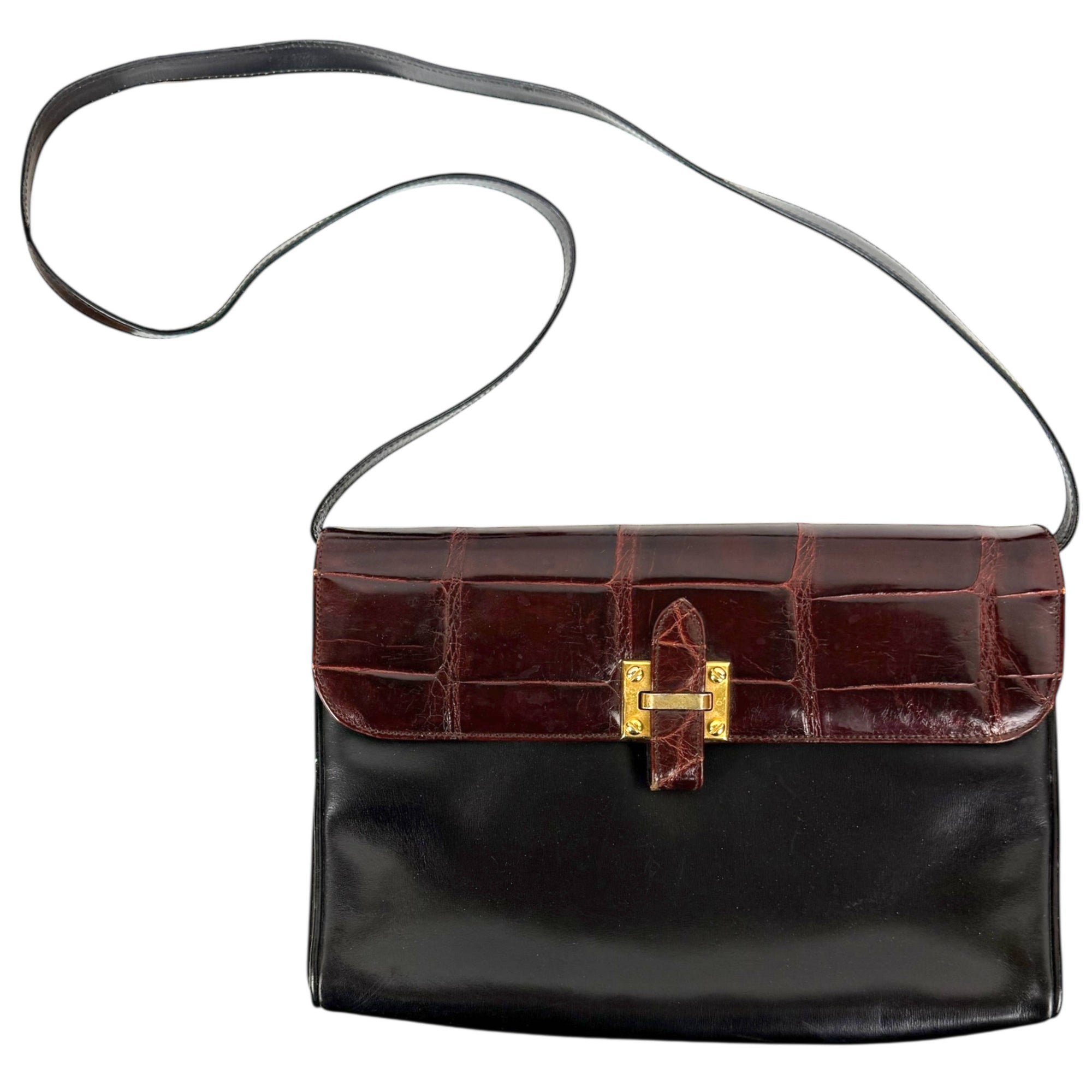 1970s 80s Vintage Italian Leather Shoulder Bag / Clutch Creed’s