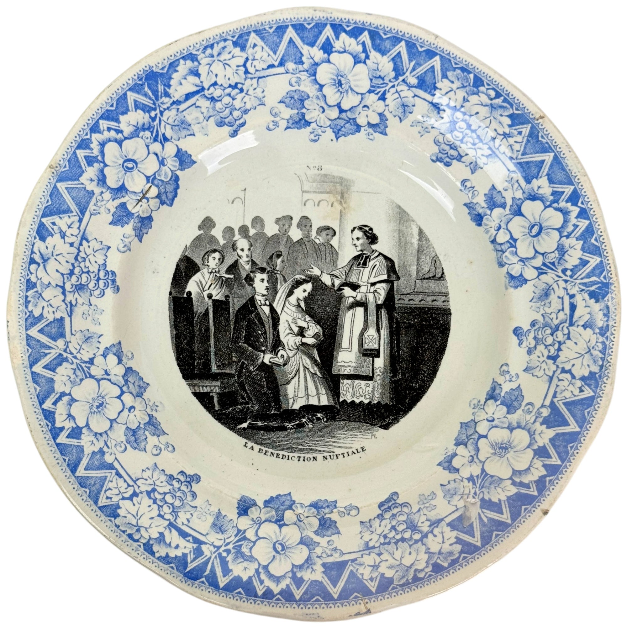 Antique French Plate Creil &amp; Montereau La Benediction Nuptiale Wedding Ceremony