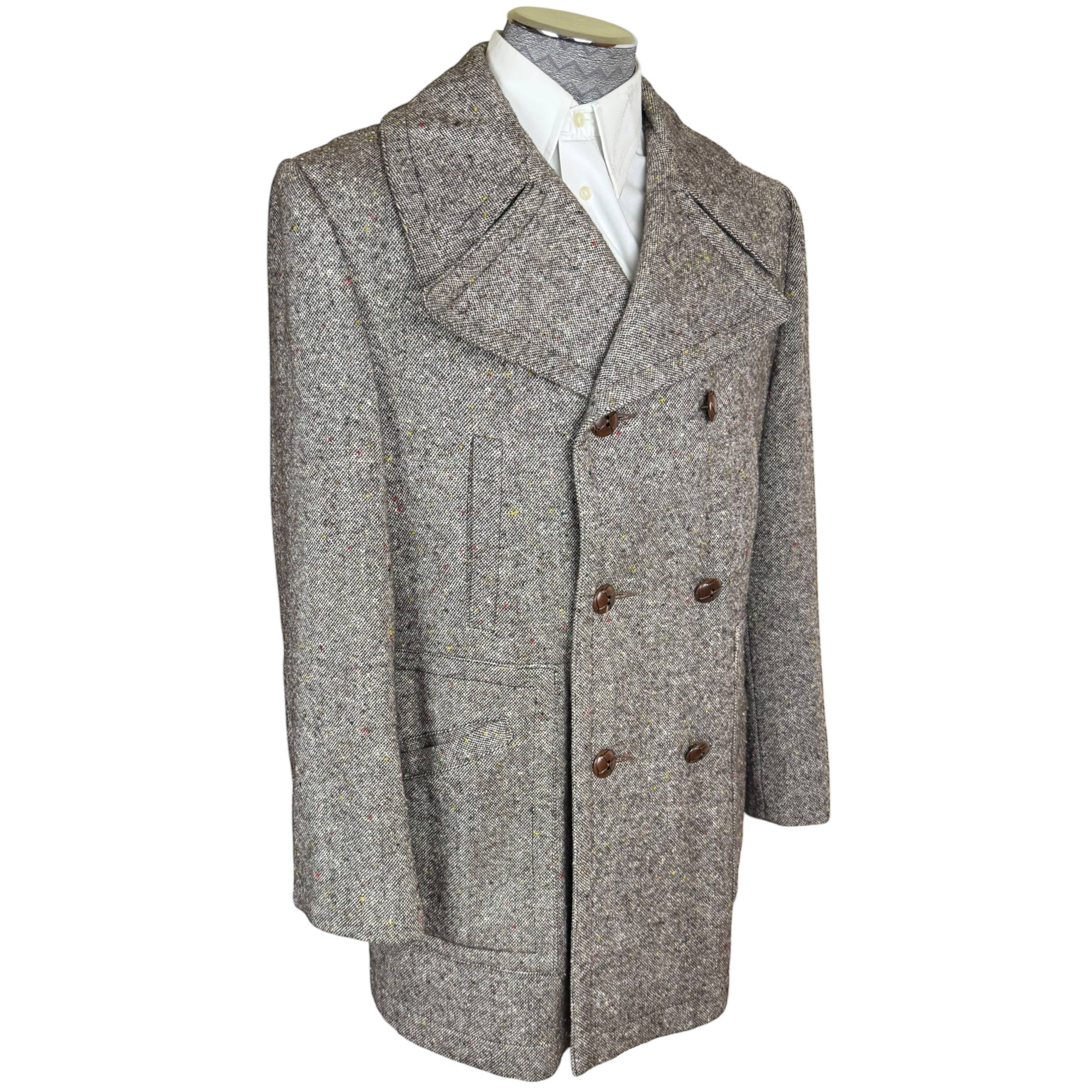 Vintage 1970s Donegal Tweed Short Coat Croydon Canada Size 42