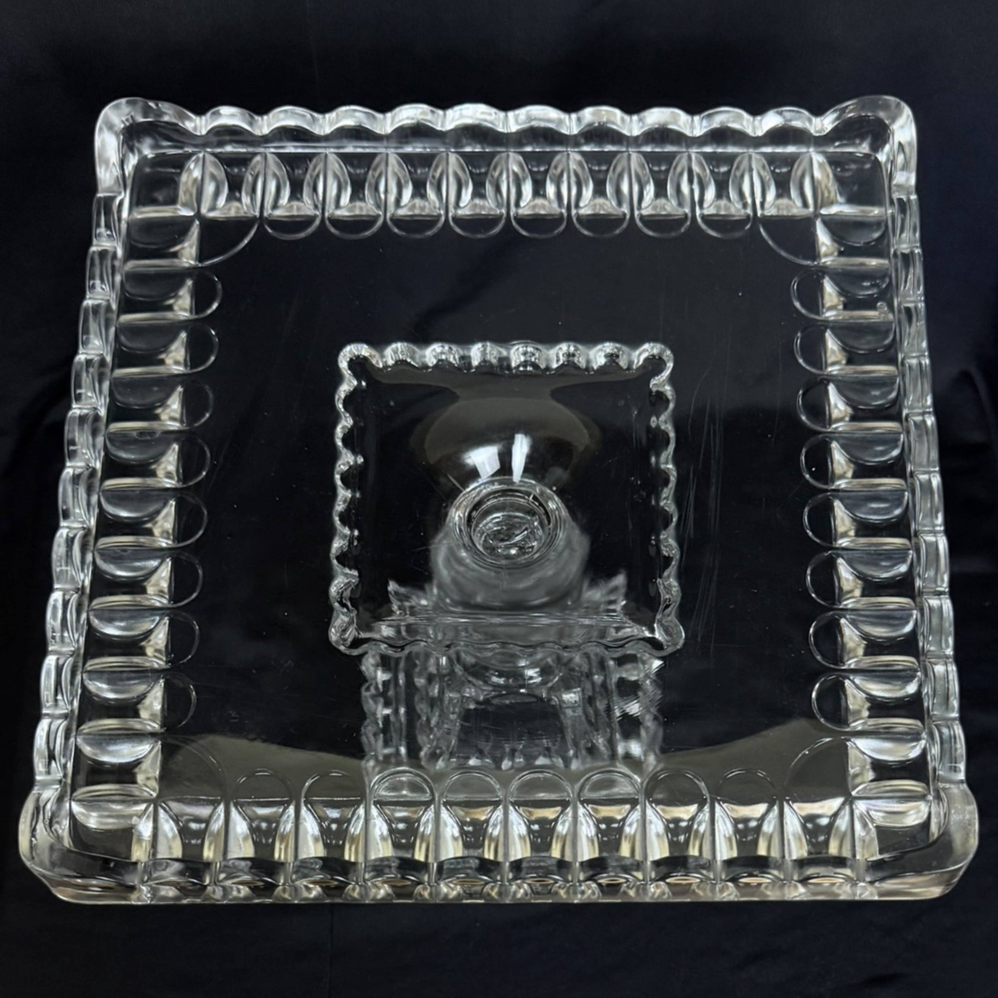 Antique Crystal Wedding Cake Stand Adams EAPG Salver c 1890