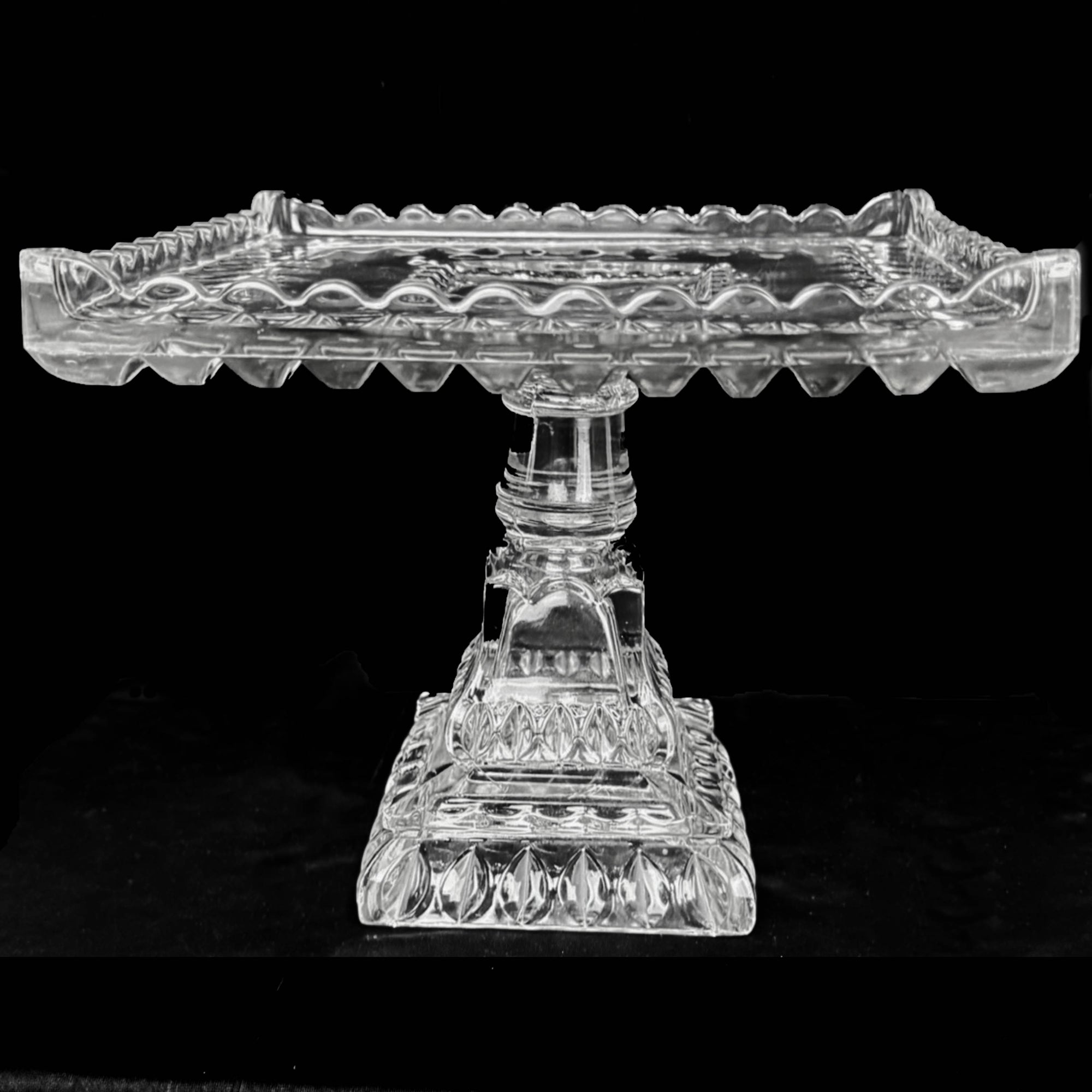 Antique Crystal Wedding Cake Stand Adams EAPG Salver c 1890