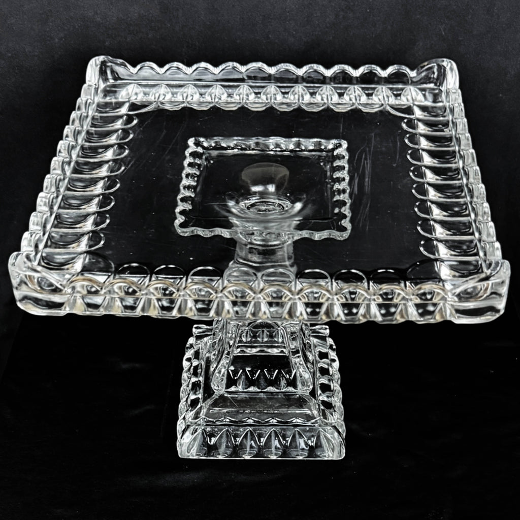 Antique Crystal Wedding Cake Stand Adams EAPG Salver c 1890