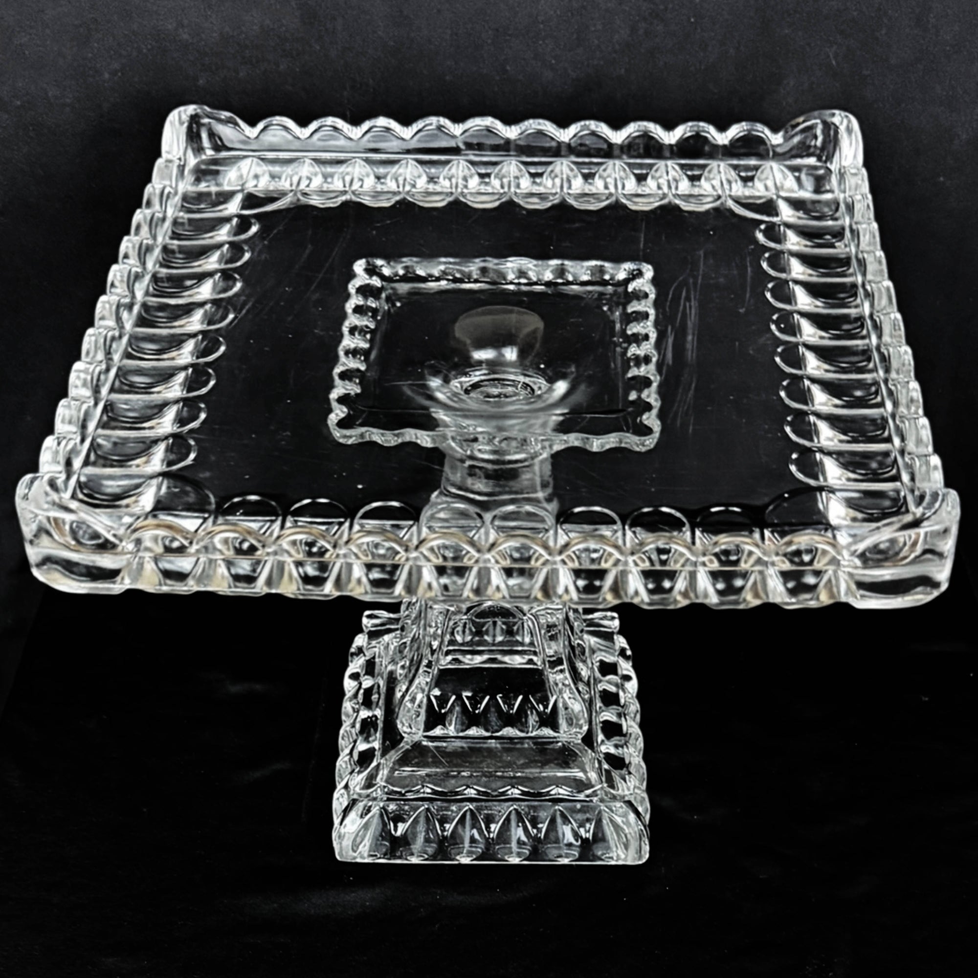 Antique Crystal Wedding Cake Stand Adams EAPG Salver c 1890