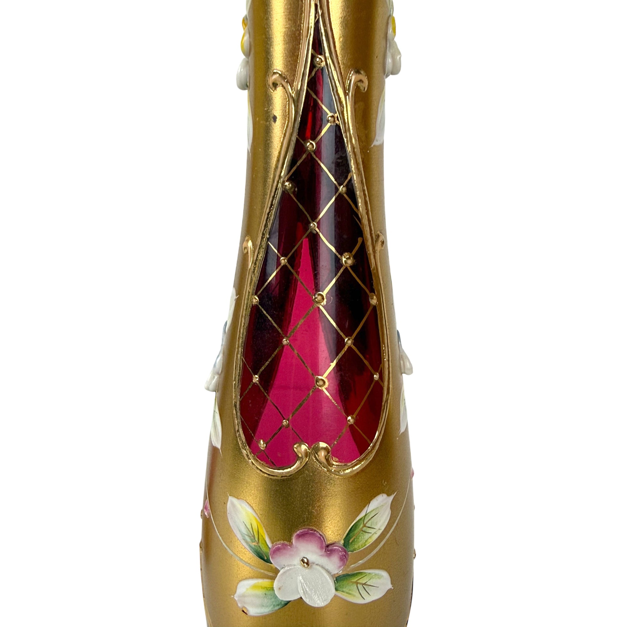 detail of czech cranberry glass