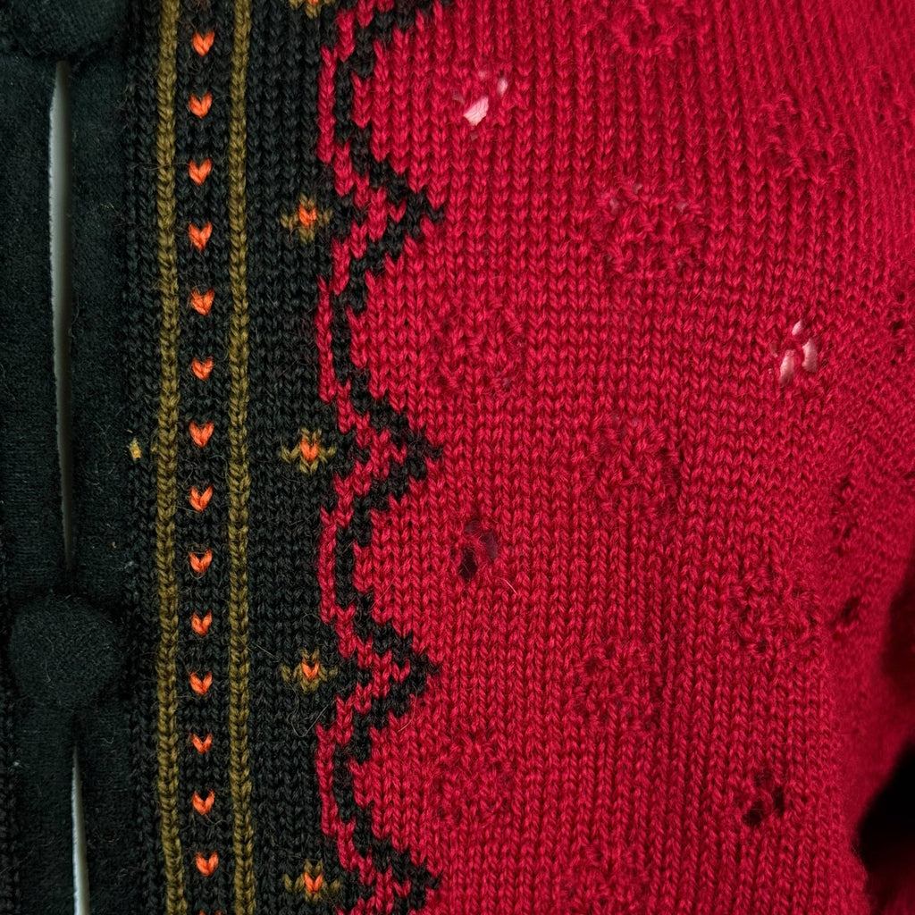 Vintage Dale of Norway Cardigan Red Wool Rosemaling Sz L