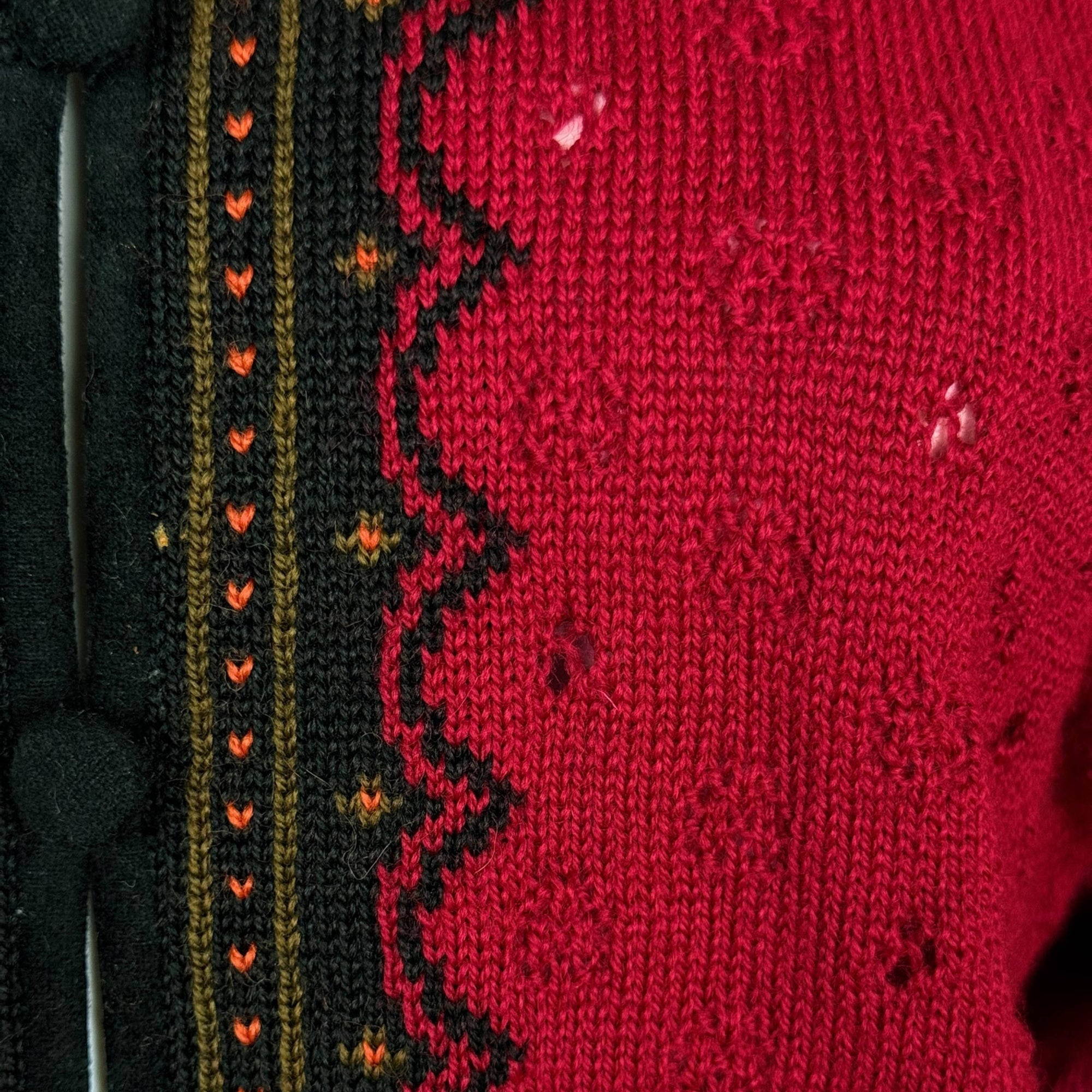 Vintage Dale of Norway Cardigan Red Wool Rosemaling Sz L