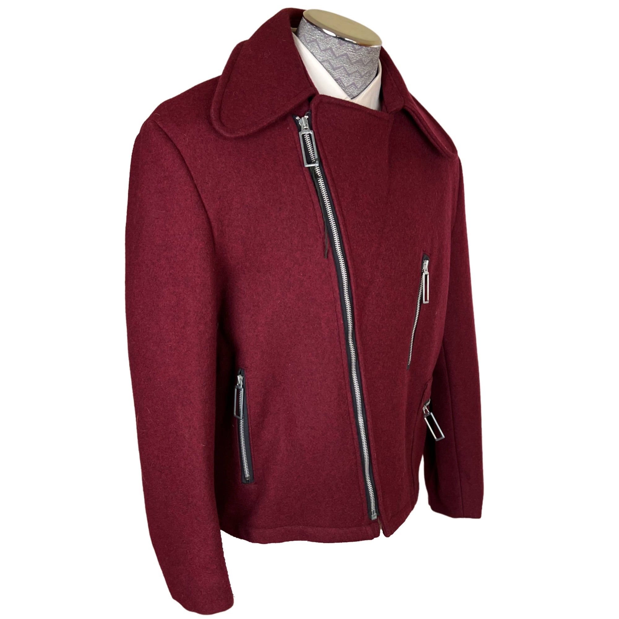 Vintage 1970s Jacket Maroon Wool Unused Deadstock Size 44