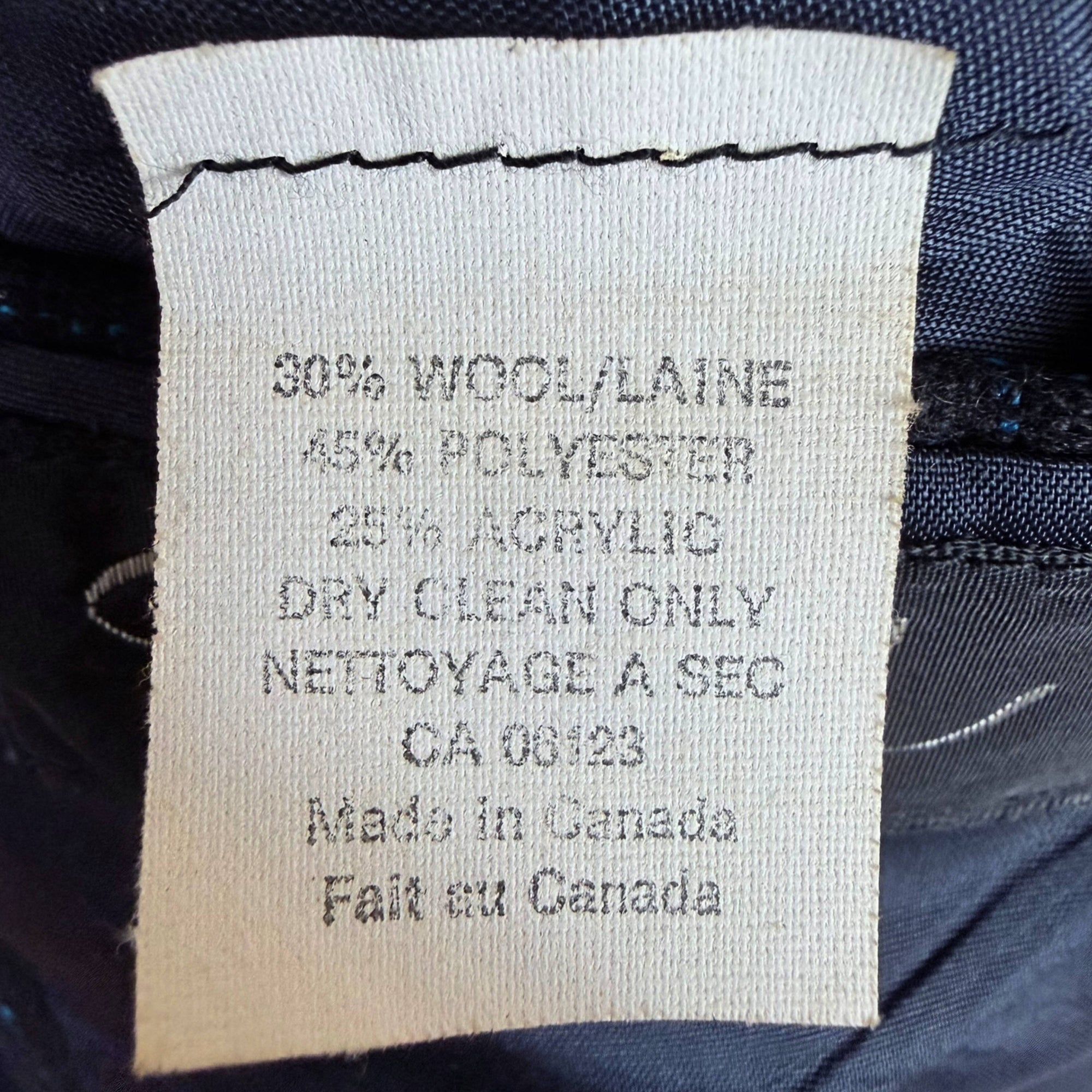 Vintage 1980s New Wave Suit Blue Patterned Black Wool Oversized w 30” Waist