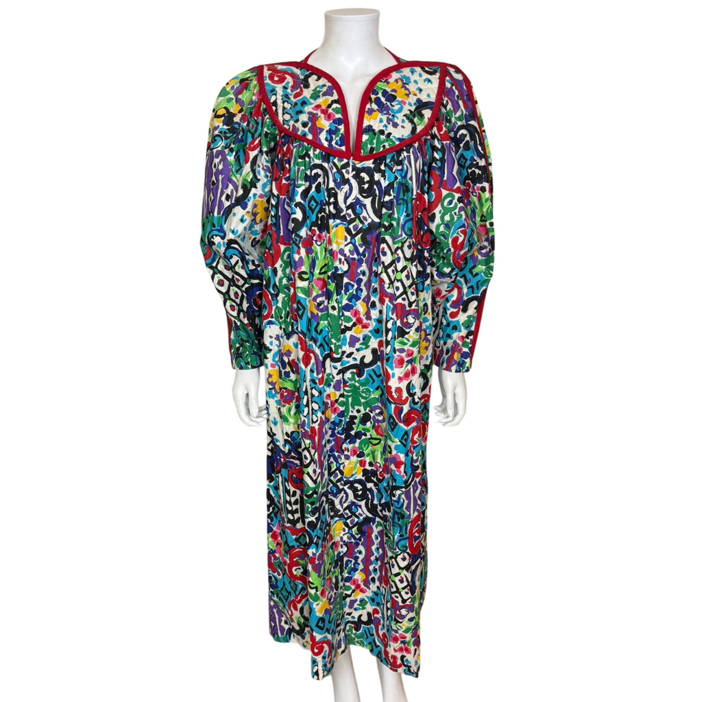 Vintage David Brown California  caftan hostess dress front view