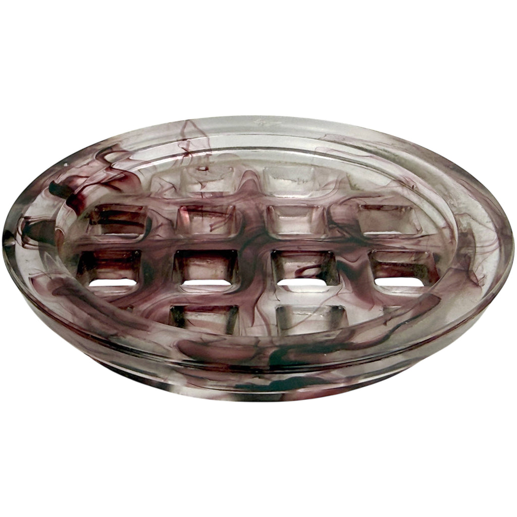 Art Deco Davidson Purple Cloud Glass No 10 Grid Flower Frog for 1910 Suite Posy Bowl