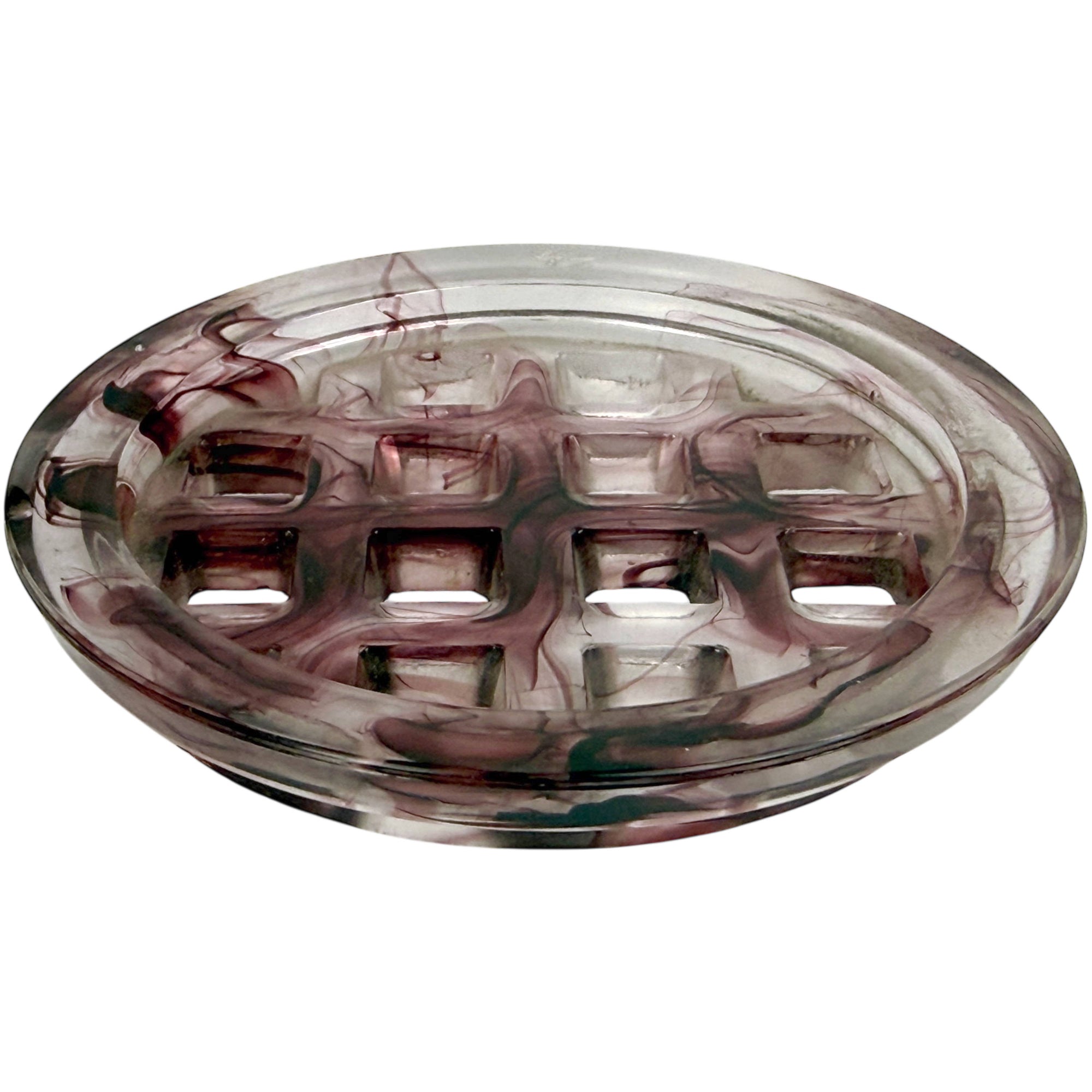 Art Deco Davidson Purple Cloud Glass No 10 Grid Flower Frog for 1910 Suite Posy Bowl