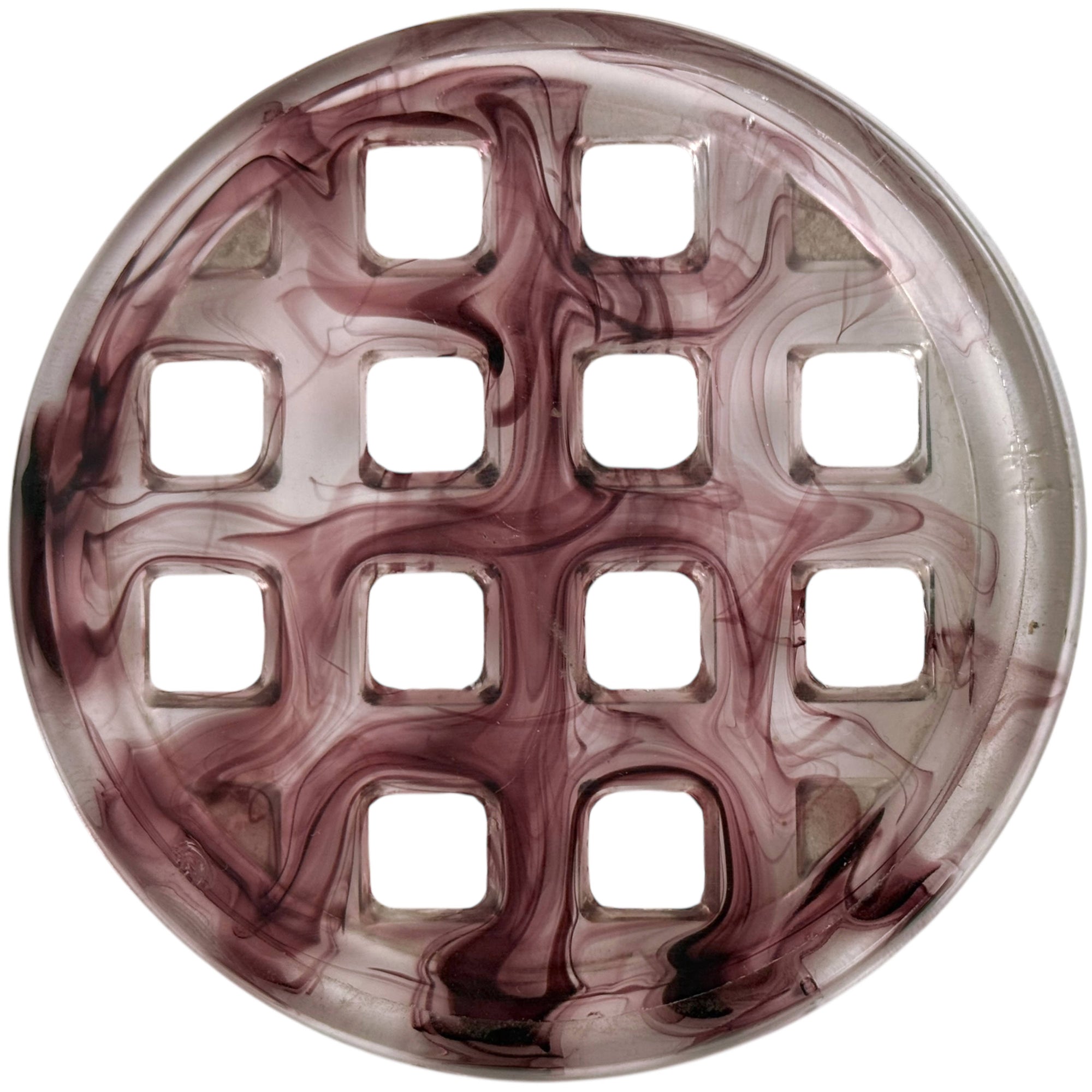 Art Deco Davidson Purple Cloud Glass No 10 Grid Flower Frog for 1910 Suite Posy Bowl