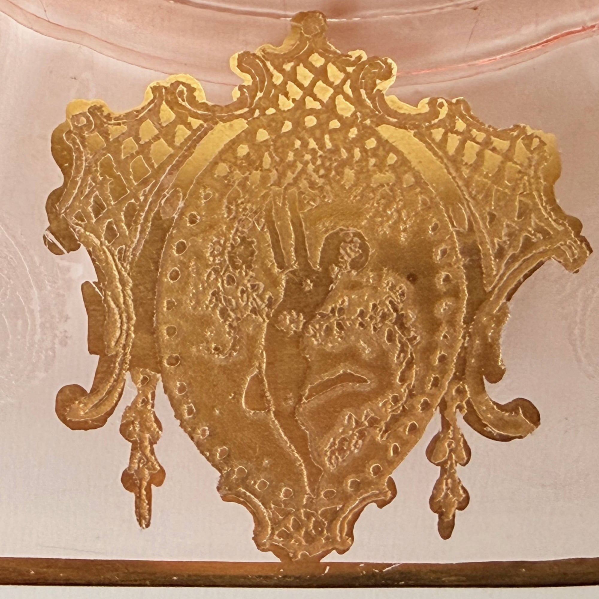 Close up Gold encrusted Indiana Dancer etch