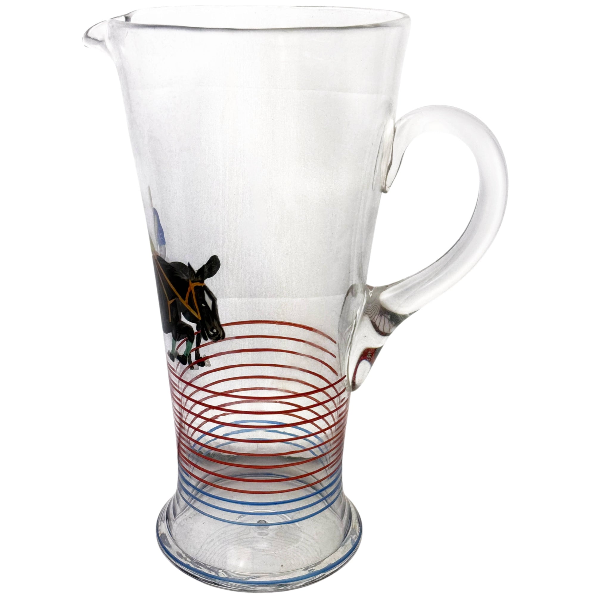 Art Deco glass pitcher with applied handle