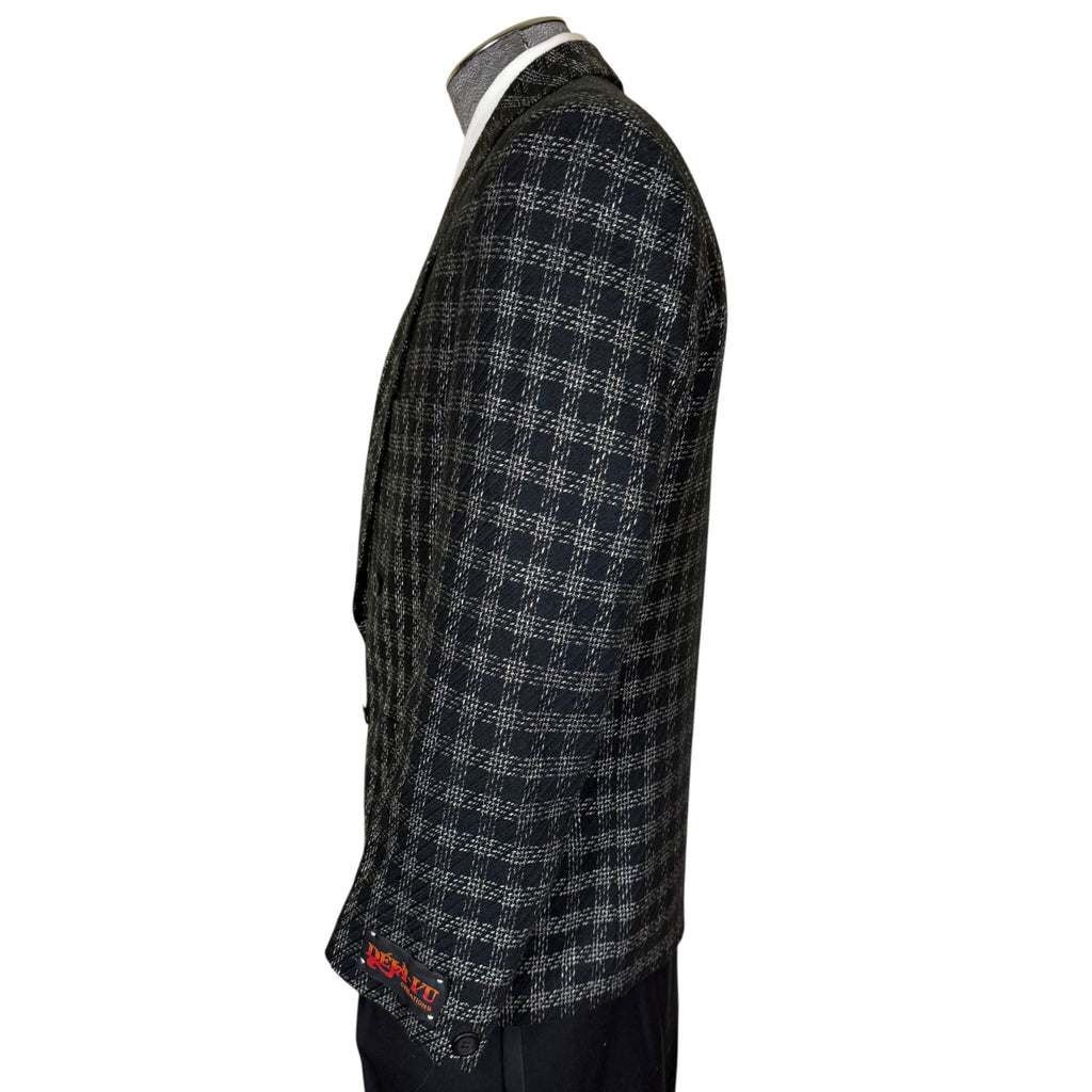 Side view of vintage Déjà-Vu plaid sport coat with padded shoulders