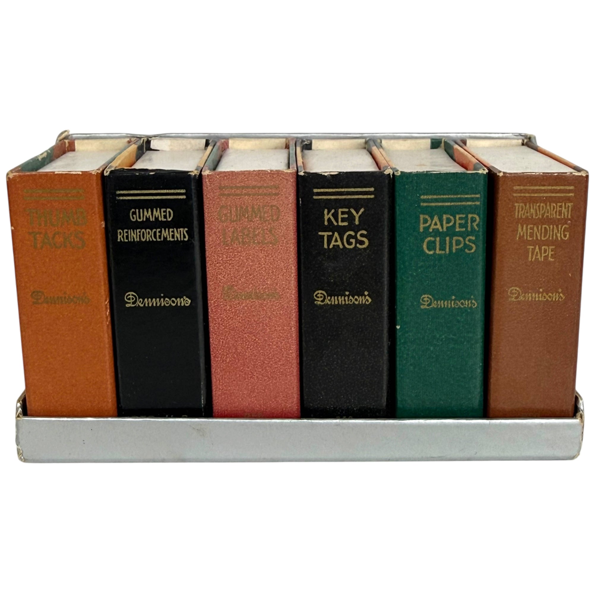 Vintage Dennison Miniature Book Desk Organizer with Original Office Supplies c.1940s