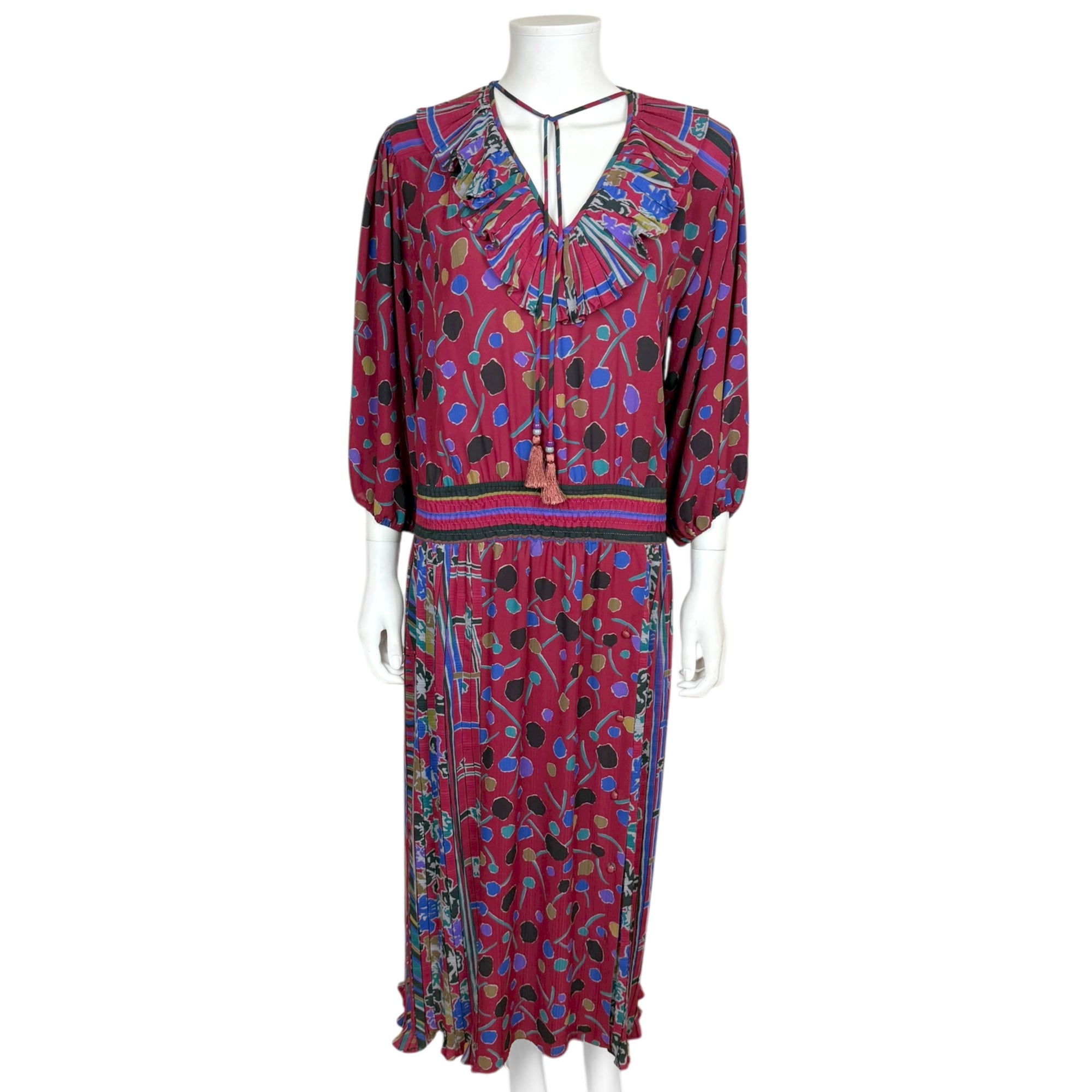 Vintage 1980s Diane Freis Dress Printed Poly Georgette